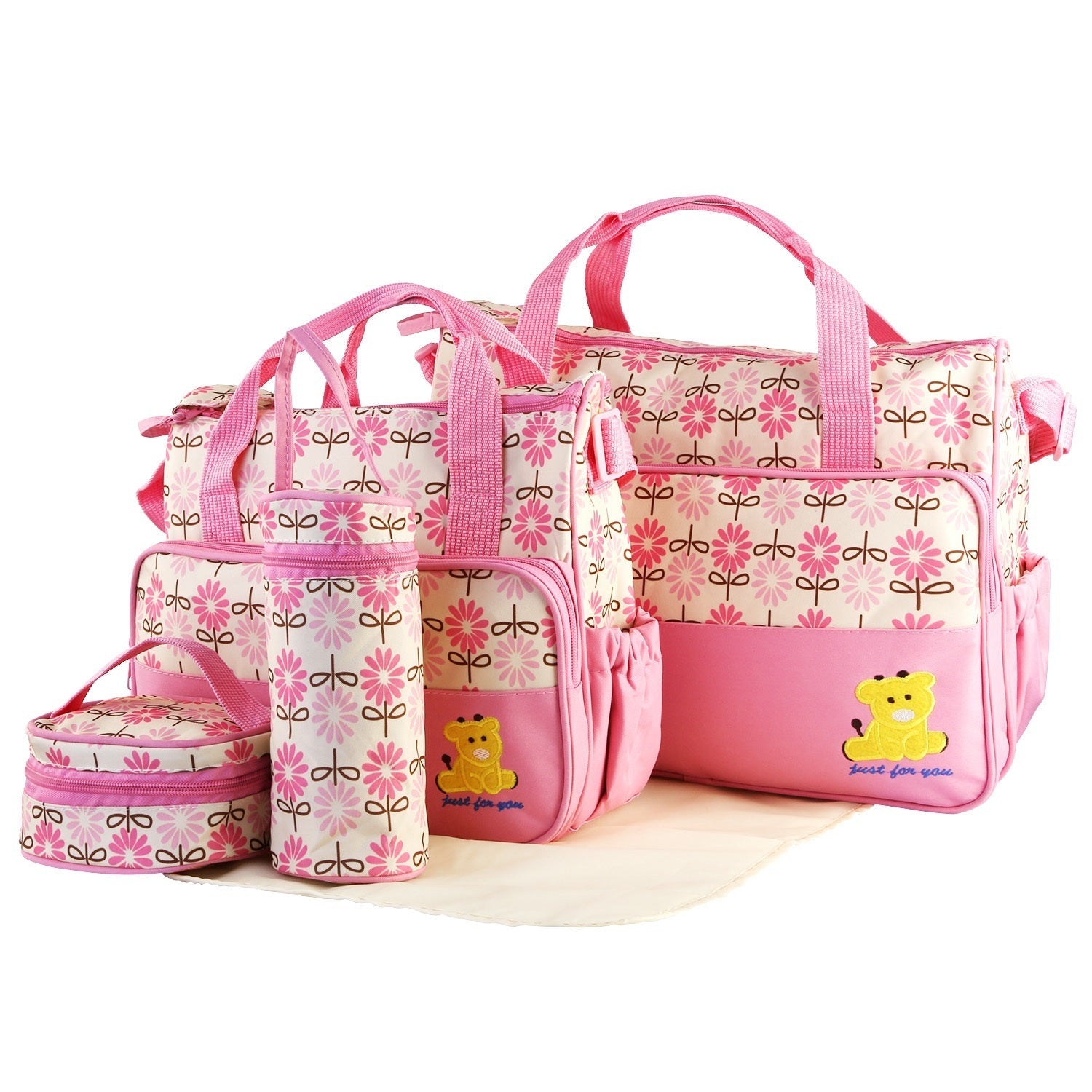 Littles Outing Essentials – 5PC Water-Resistant Diaper Bag Set for Mommies, Daddies & Caregivers