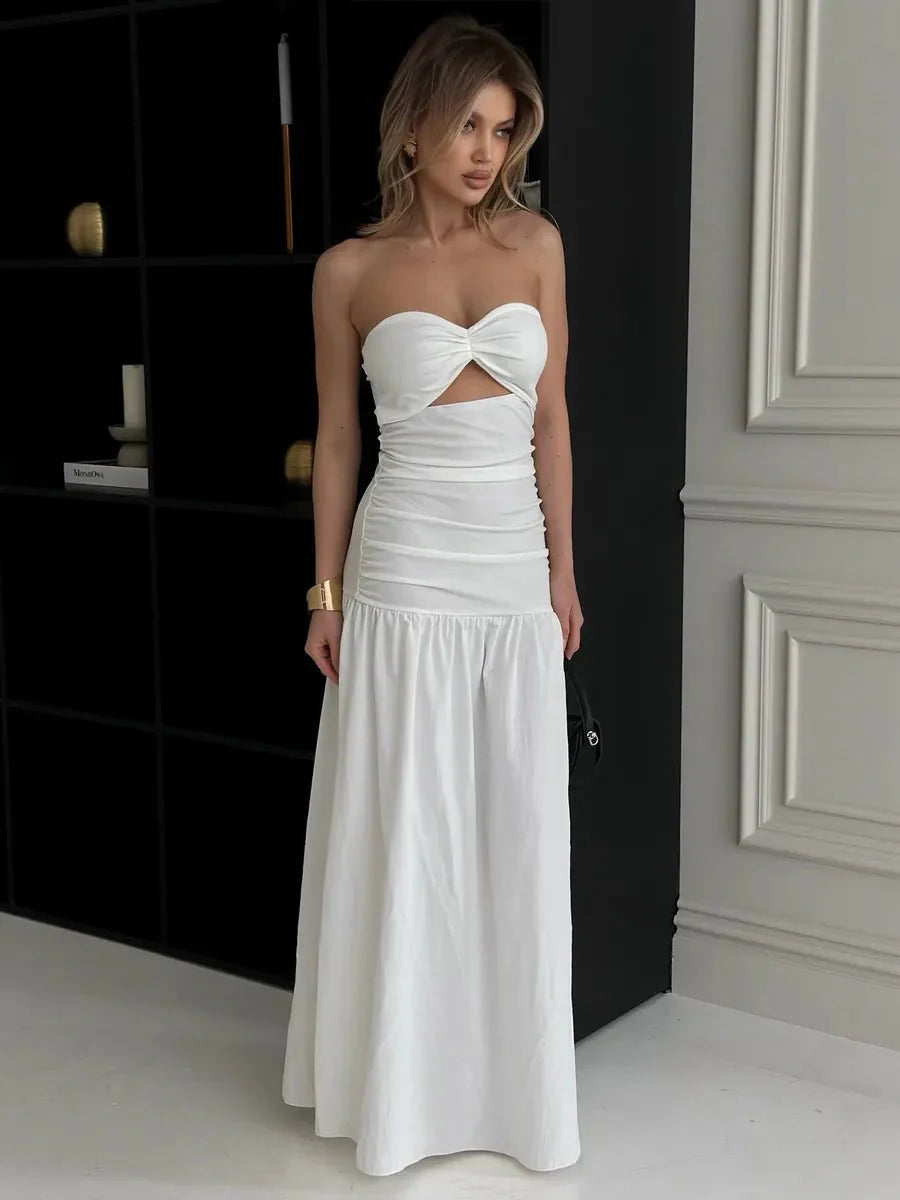 Donna Hollow-out Cinched Elegant Dress