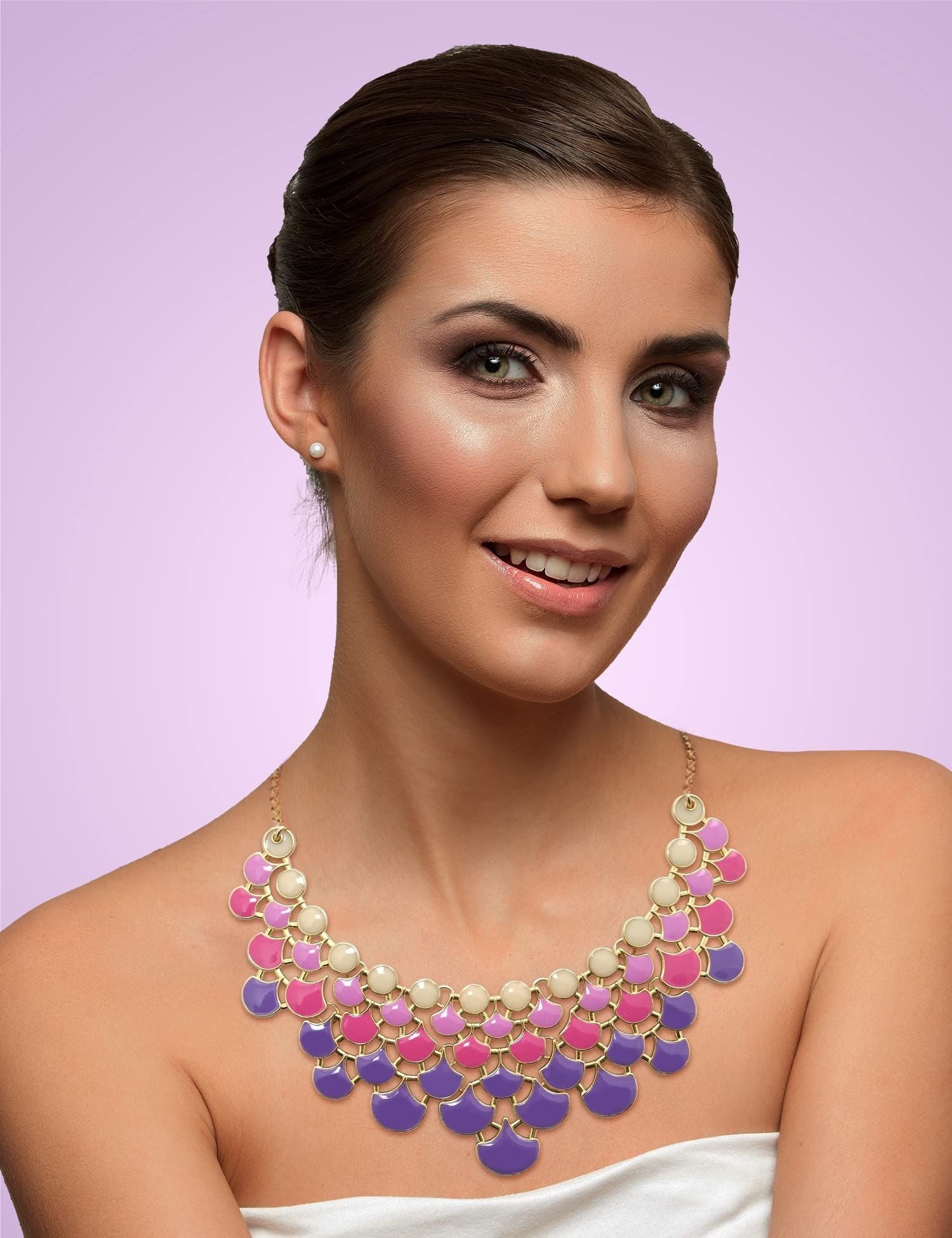 Jane Stone Fashion Statement Collar Necklace Vintage Openwork Bib Costume Jewelry