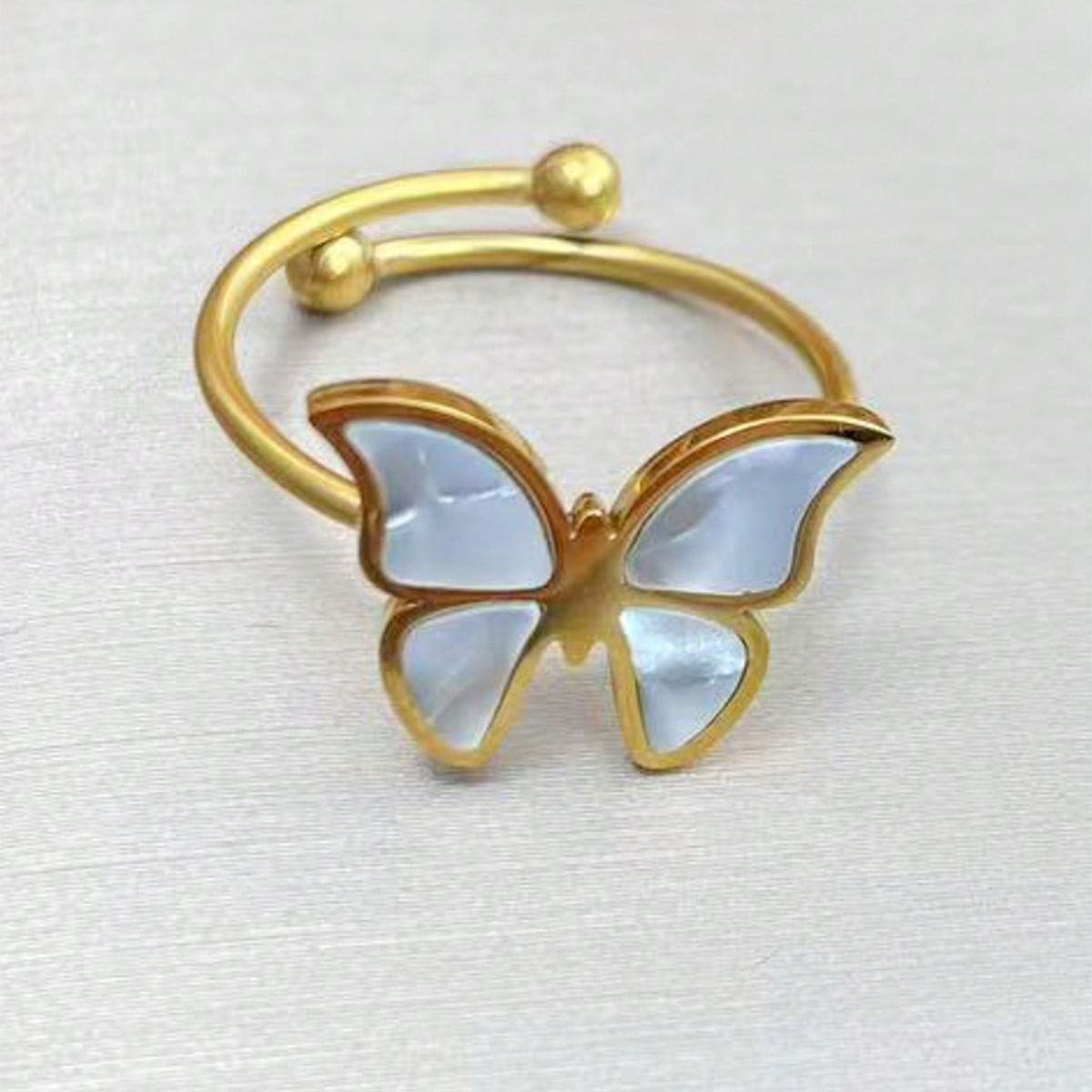 Lxalry 18K Gold Plated Stainless Steel Butterfly Jewelry Set for Women – Hypoallergenic Necklace, Earrings & Adjustable Ring, Waterproof & Tarnish-Free, Elegant Gift for Birthday, Girlfriend, Summer