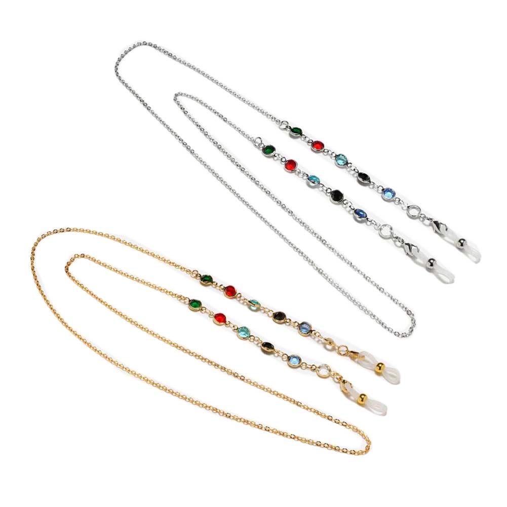 2 Pcs Vintage Gold Silver Metal Eyeglass Chain Colorful Beads Reading Glasses Chain Necklace String Multipurpose Sunglasses Cord