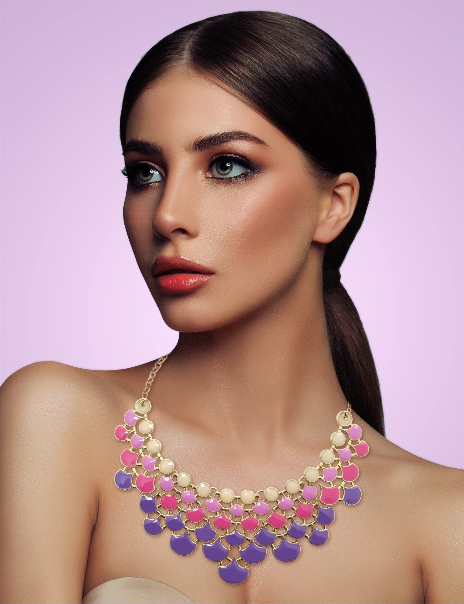 Jane Stone Fashion Statement Collar Necklace Vintage Openwork Bib Costume Jewelry