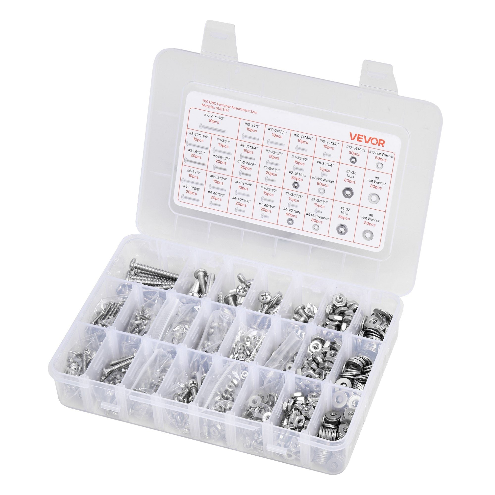 1110 Pcs Bolts Nuts Assortment Kit Imperial Stainless Steel for Furniture