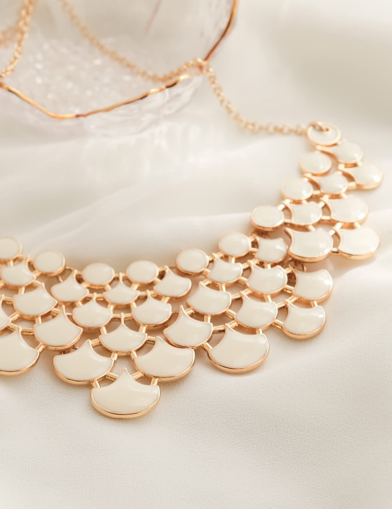 Jane Stone Fashion Statement Collar Necklace Vintage Openwork Bib Costume Jewelry