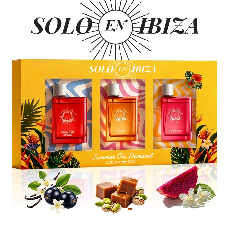 SOLO EN IBIZA Women's Perfume Gift Set - 3 x 1.02 Oz Eau de Parfum Spray - 3 Long-Lasting Scents - For Holiday, Dating, Daily Use & Parties - Ideal Women's Gift