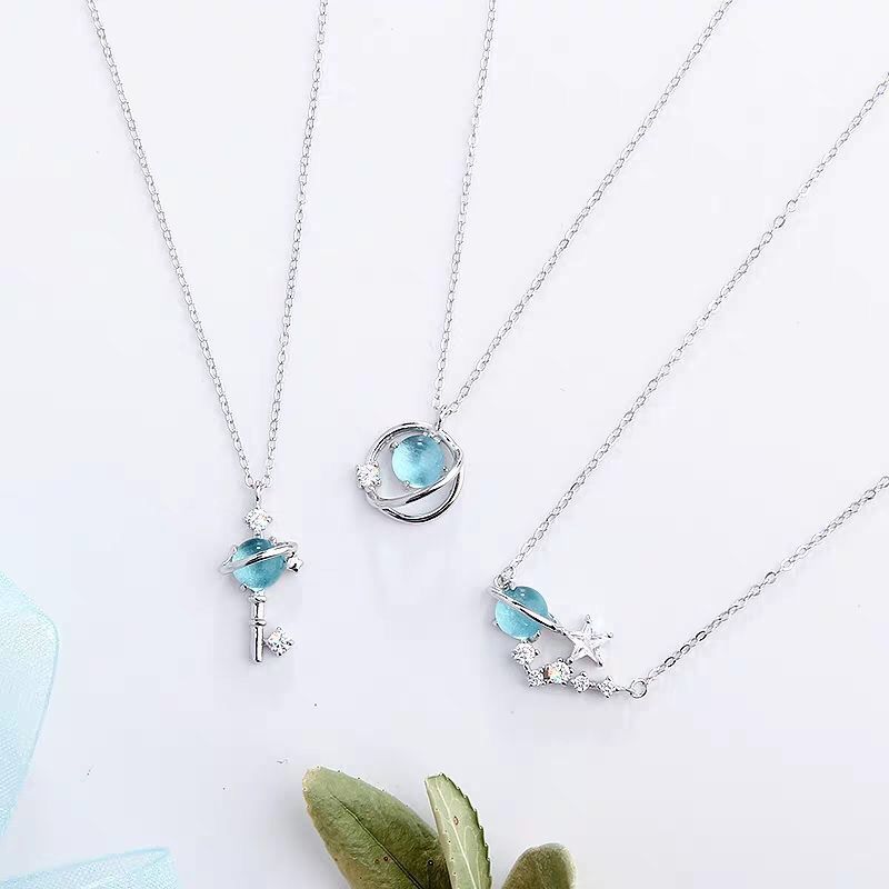 Aurora Fantasy Planet Necklace Female Student Good Friend Korean Version Simple Clavicle Chain Girlfriends A Pair Of Birthday Gifts Female