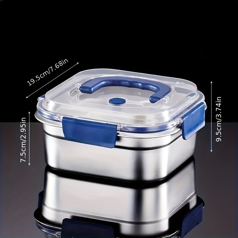 Yakimoto 2/4/6/8/10 PCS Extra-Large Stainless Steel Food Storage Containers With Blue Lids - Deep Design, Airtight Seal, Perfect For Refrigerator Organization, Meal Prep, Lunch Boxes & Kitchen Pantry