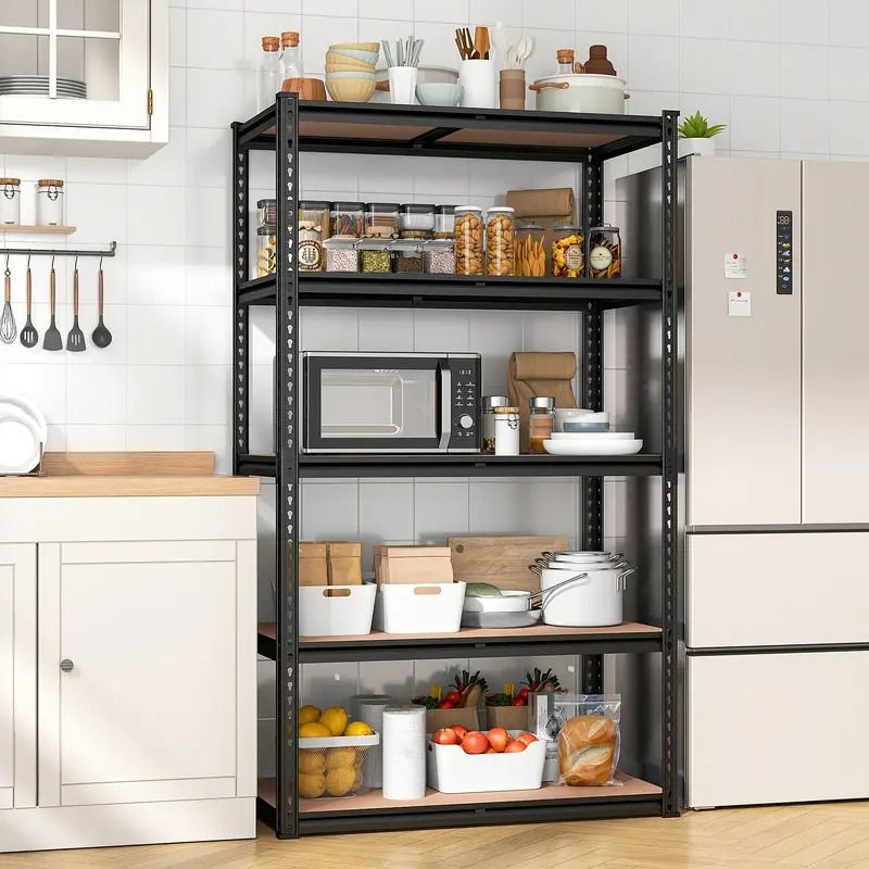 5-Tier Metal Garage Shelving Unit, Adjustable Storage Rack 35.5"W x 72"H x 15.8"D, Multi-Purpose Organizer for Garage, Basement, Utility Room, and Storage Spaces