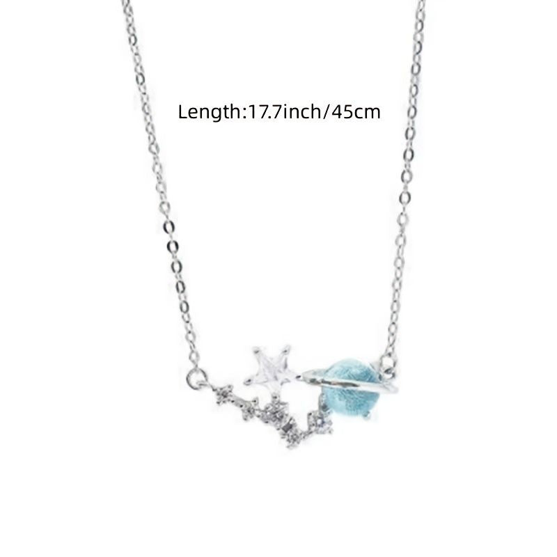 Aurora Fantasy Planet Necklace Female Student Good Friend Korean Version Simple Clavicle Chain Girlfriends A Pair Of Birthday Gifts Female