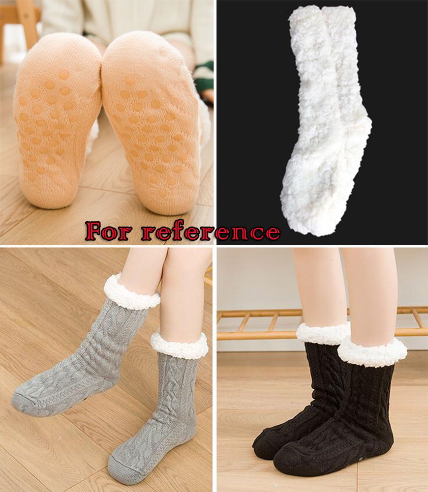 Warm Fuzzy Warm Thick Cozy Slipper Socks With Grippers for Christmas Gift Winter Warm, Skin tone