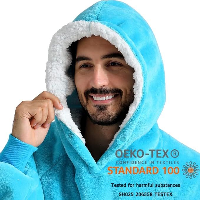 Krifey Wearable Blanket Hoodie, Oversized Sherpa Hooded as Birthday Gifts Christmas Gifts for Mom Women Girlfriend Men, Cozy Sweatshirt with Giant Pocket