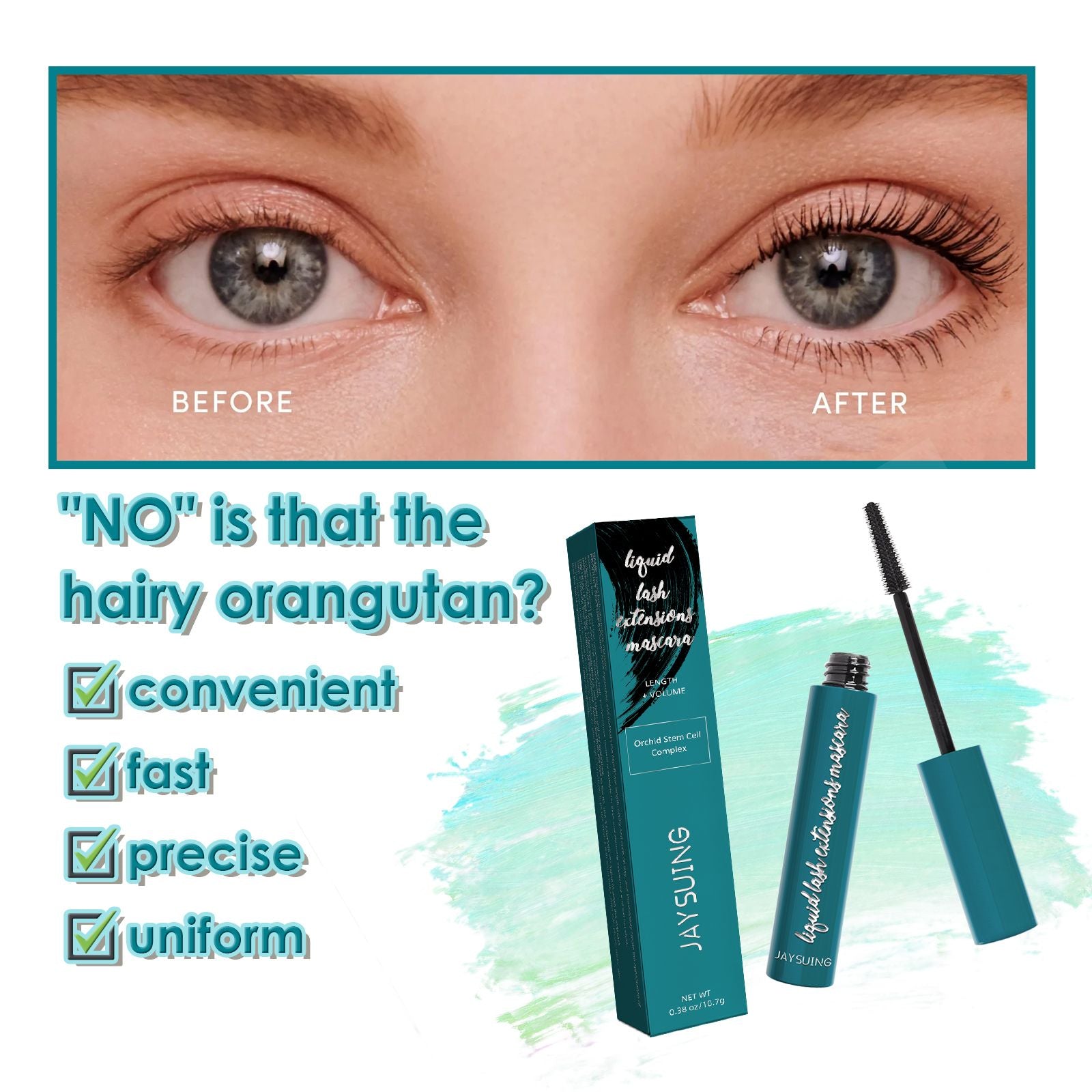Jaysuing Mascara Cream, Long, Thin, Thick, Curling Eyelashes Will Hold The Makeup Naturally Without Blending Black Mascara