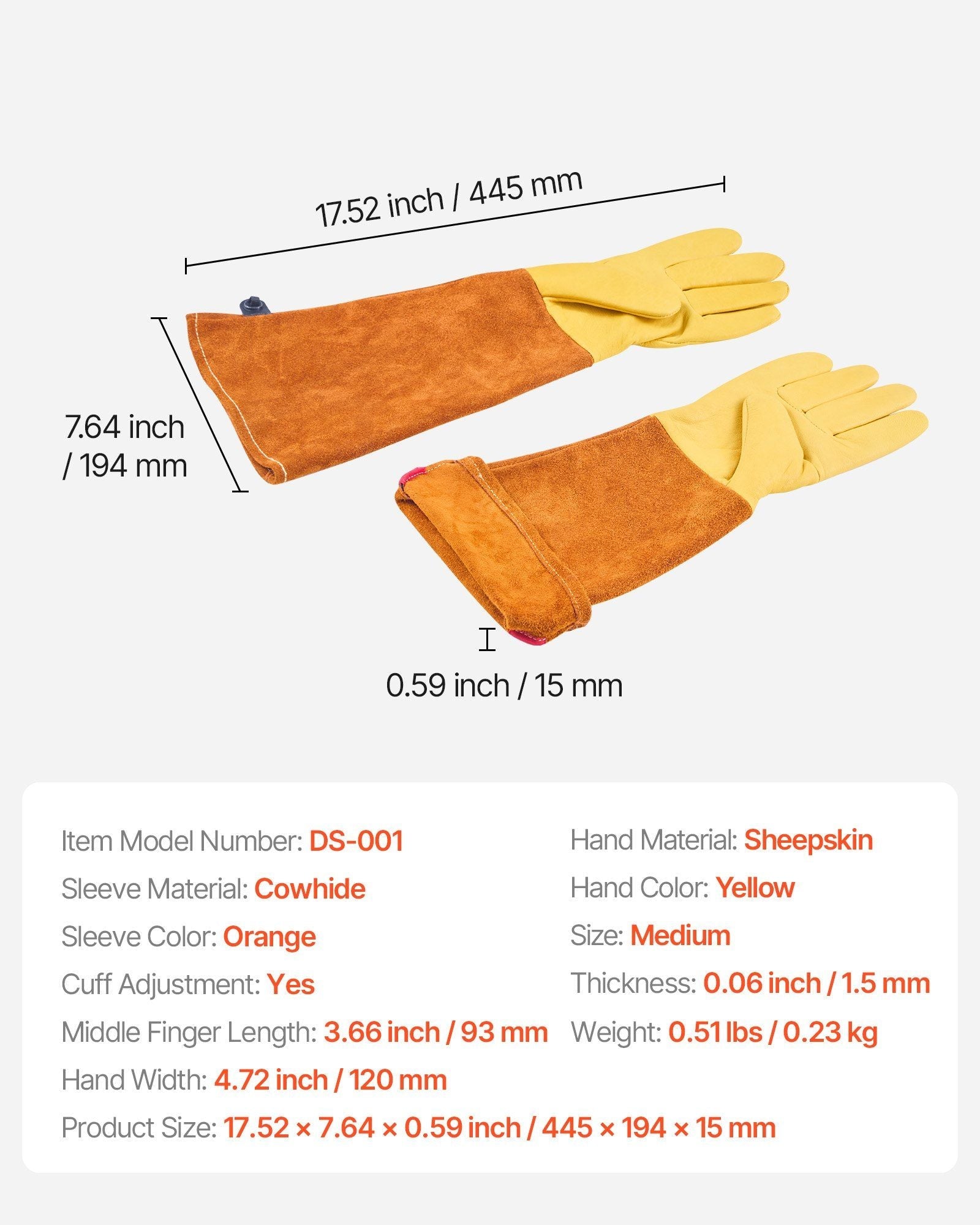 Gardening Gloves Thorn Proof Long Leather Rose Pruning Gloves for Men & Women