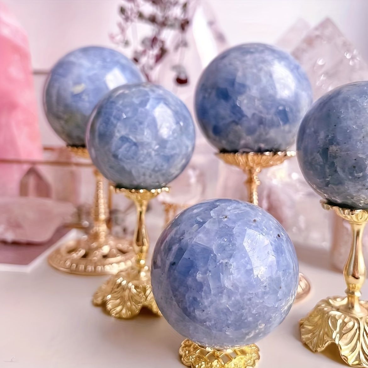 Large Natural Blue Celestite Crystal Ball - Kyanite Sphere for Chakra Balancing, Bohemian Home Decor & Spiritual, Unique Birthday Gift Idea