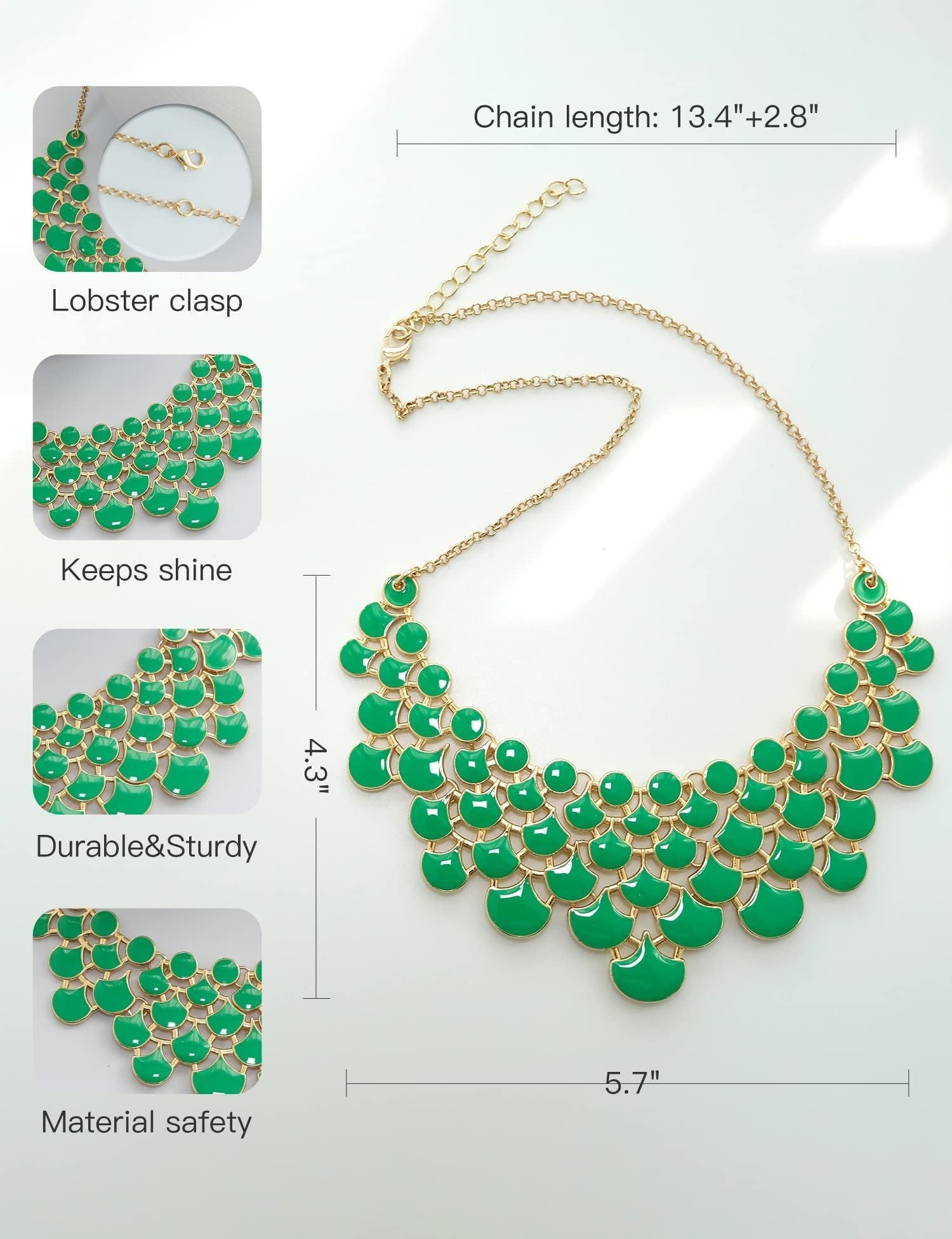 Jane Stone Fashion Statement Collar Necklace Vintage Openwork Bib Costume Jewelry