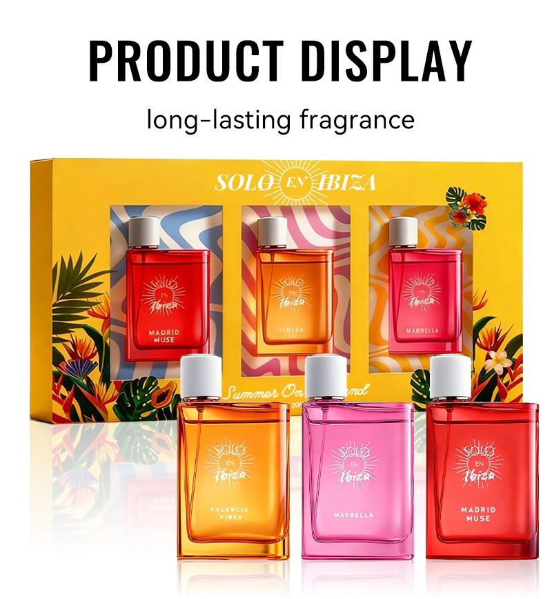 SOLO EN IBIZA Women's Perfume Gift Set - 3 x 1.02 Oz Eau de Parfum Spray - 3 Long-Lasting Scents - For Holiday, Dating, Daily Use & Parties - Ideal Women's Gift
