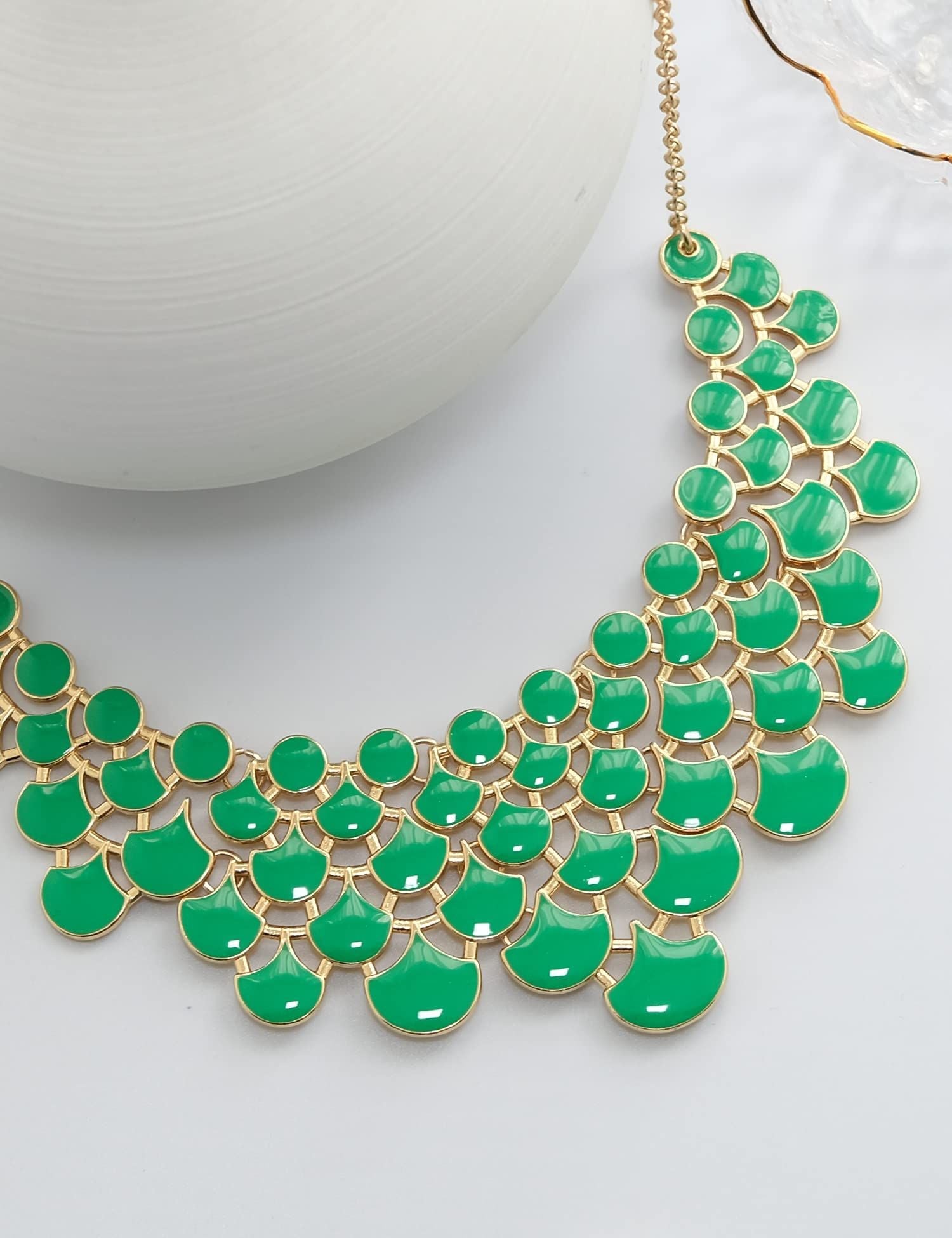 Jane Stone Fashion Statement Collar Necklace Vintage Openwork Bib Costume Jewelry