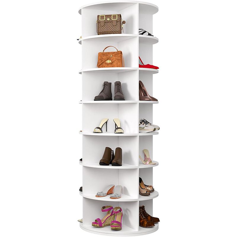 7 Tier Rotating Shoe Rack Tower, Spinning Shoe Display, 360 Shoe Rack Storage Round Carousel, Vertical Handbag Rotate Shoes Closet Organization, Christmas Gift (WHITE)