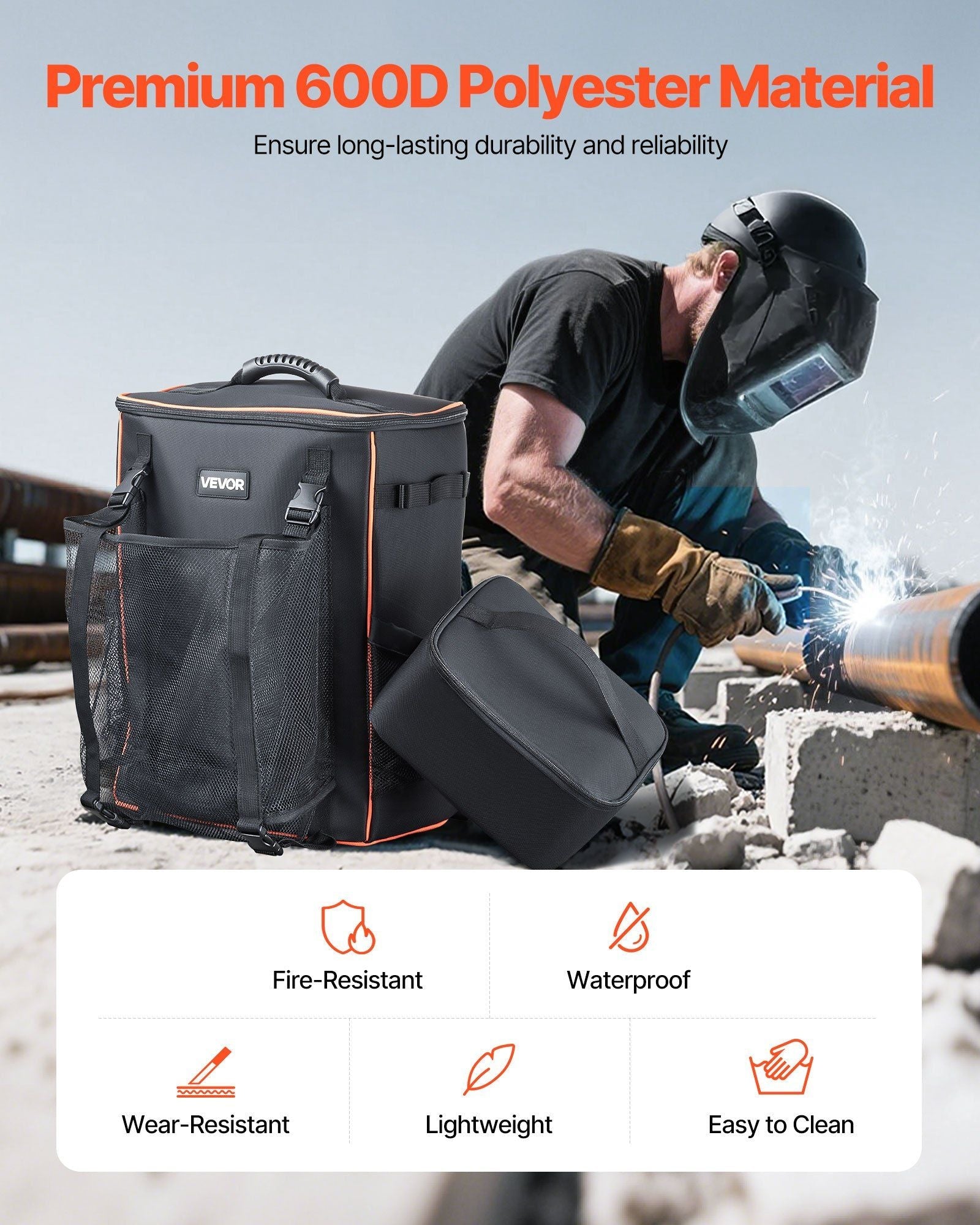 35.6L Welding Backpack 600D Polyester Welder Backpack for Tools and Helmet