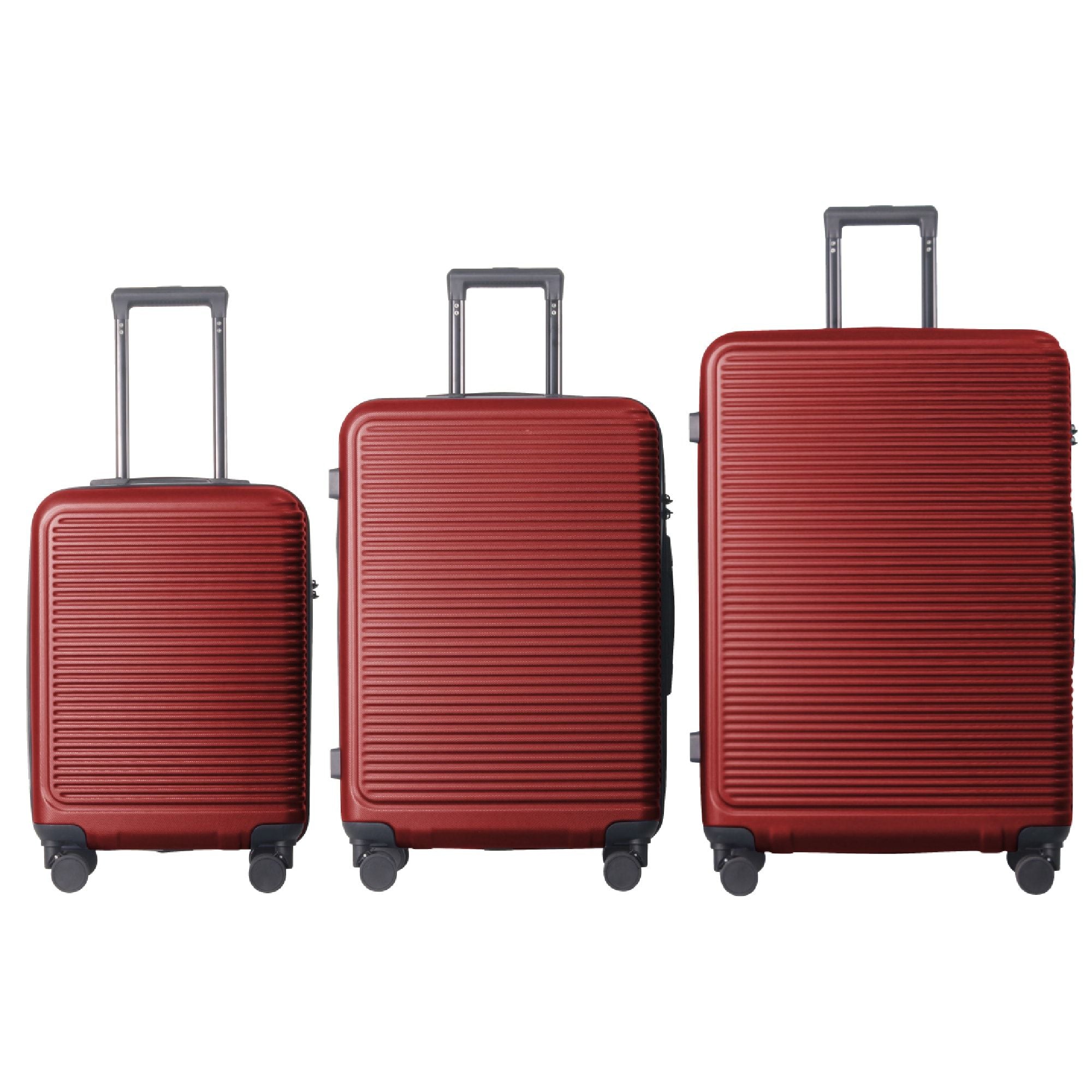 Luggage Sets ABS Hardshell 3pcs Luggage, Lightweight Durable Suitcase sets Spinner Wheels Suitcase with TSA Lock 20''24''28'' Available(WINE RED)