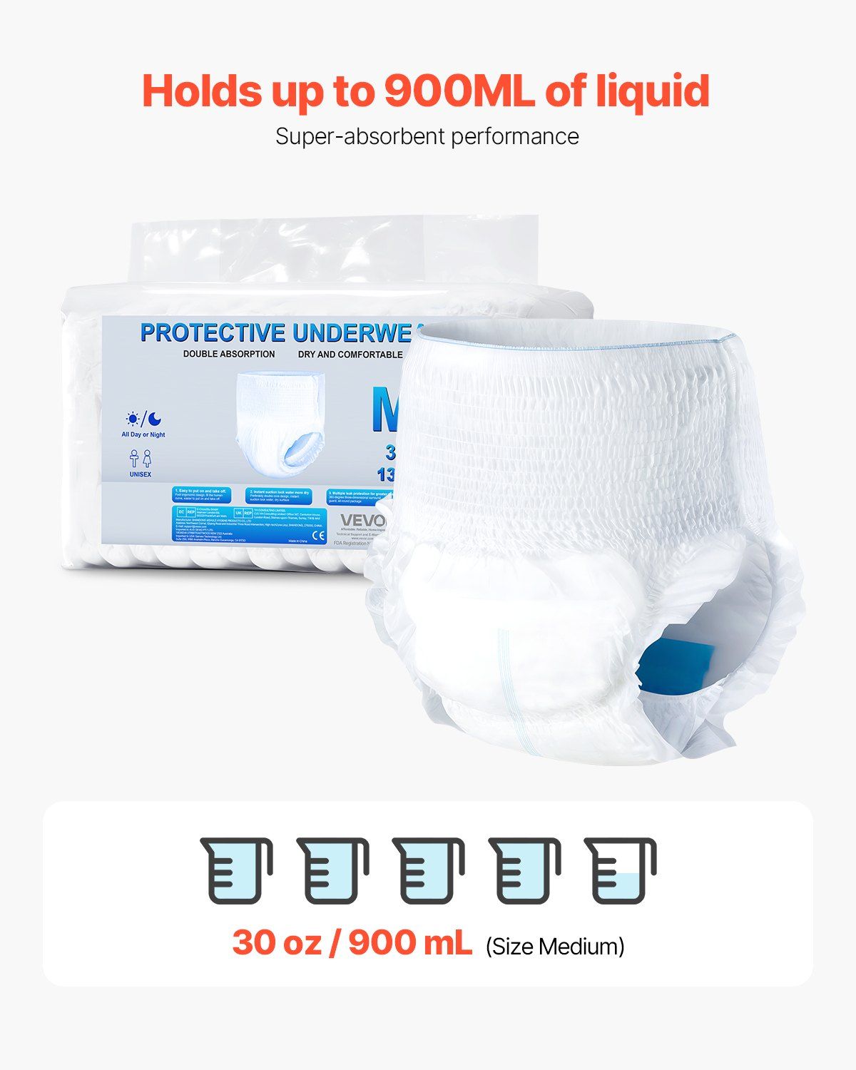 Adult Incontinence Underwear Protective Underwear for Men & Women M Size