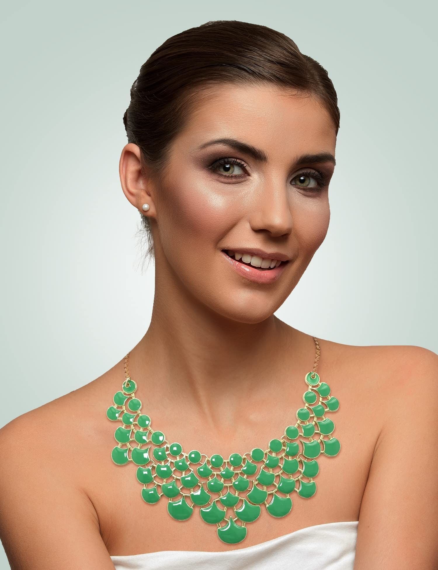 Jane Stone Fashion Statement Collar Necklace Vintage Openwork Bib Costume Jewelry