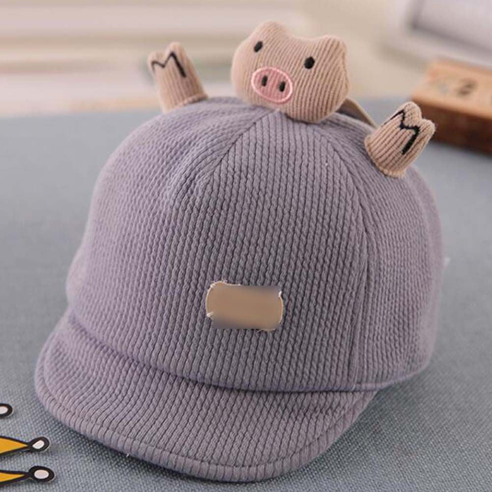 Grey Baby Fall Winter Hat Cute Piggy Cap Boys Girls Baby Baseball Cap Corduroy Sun Hat,4-20 Months