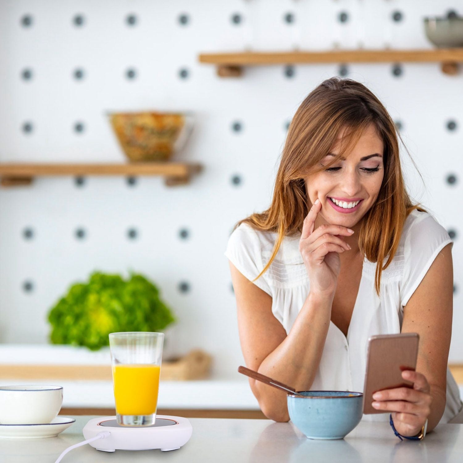 Smart Electric Coffee Mug Warmer with Auto Shut Off - USB Connection, 3 Temperature Settings for Coffee, Tea, & Milk