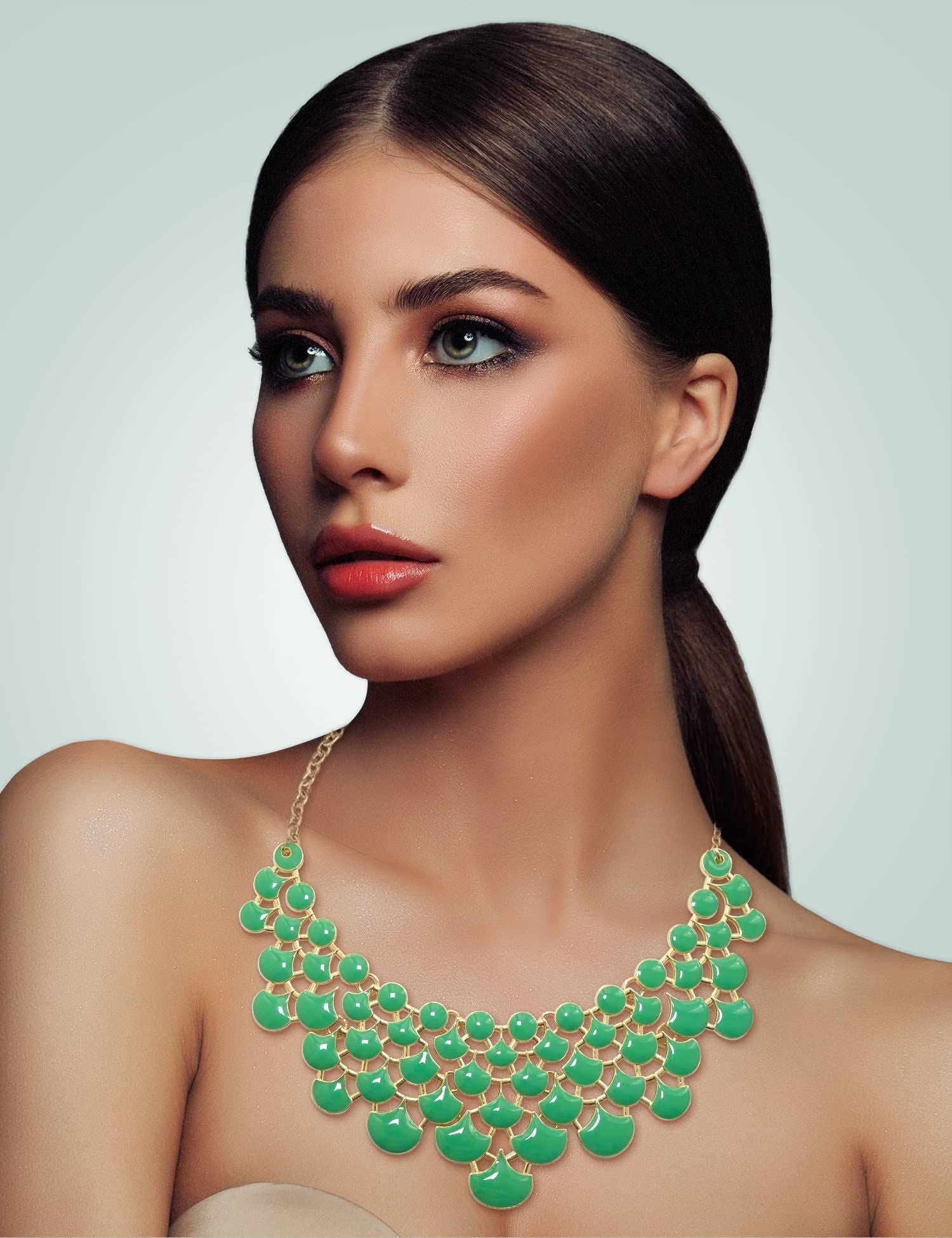 Jane Stone Fashion Statement Collar Necklace Vintage Openwork Bib Costume Jewelry