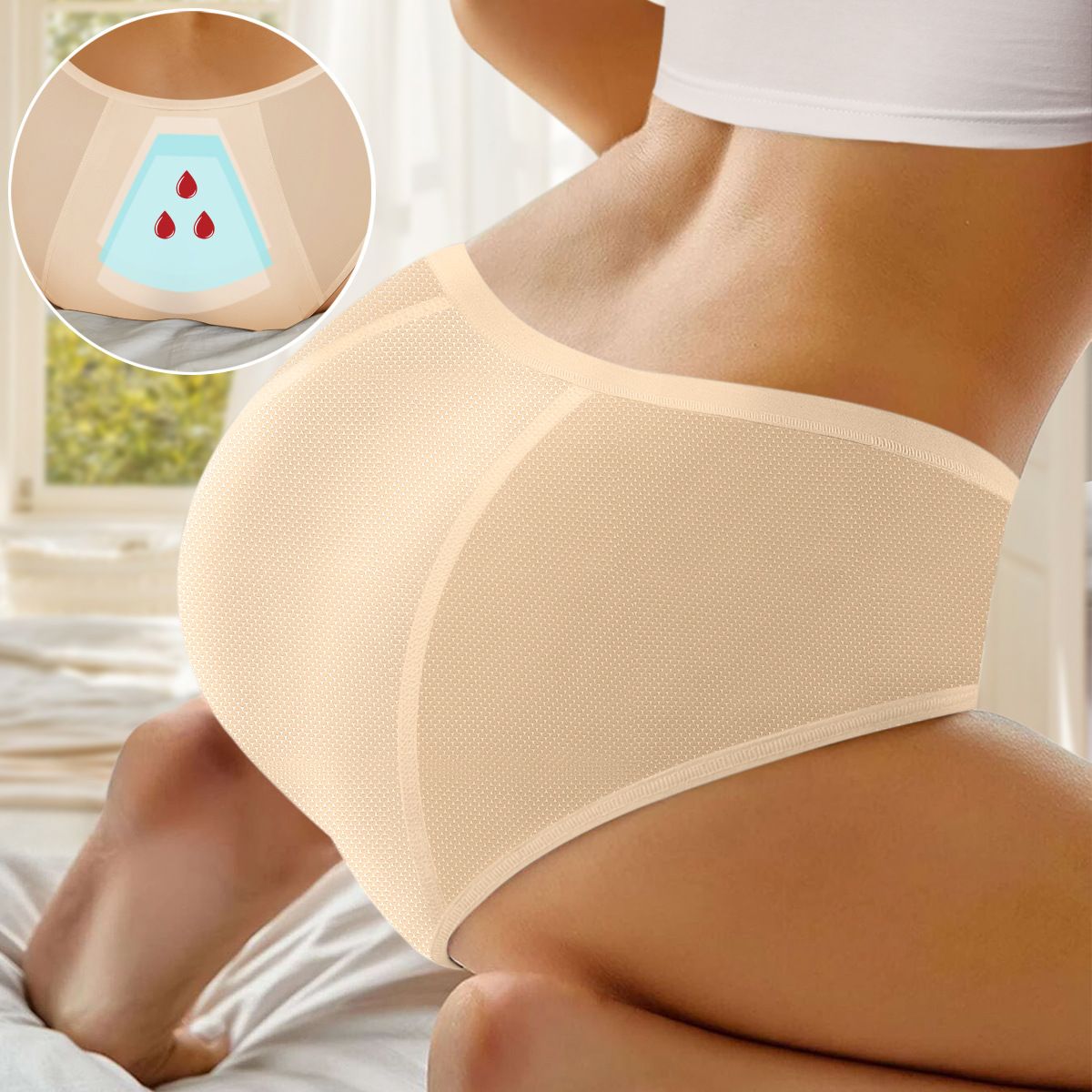 4 Pack Sets Waterproof Ladies Panti Knickers Breathable Reusable Period Panties for Women's