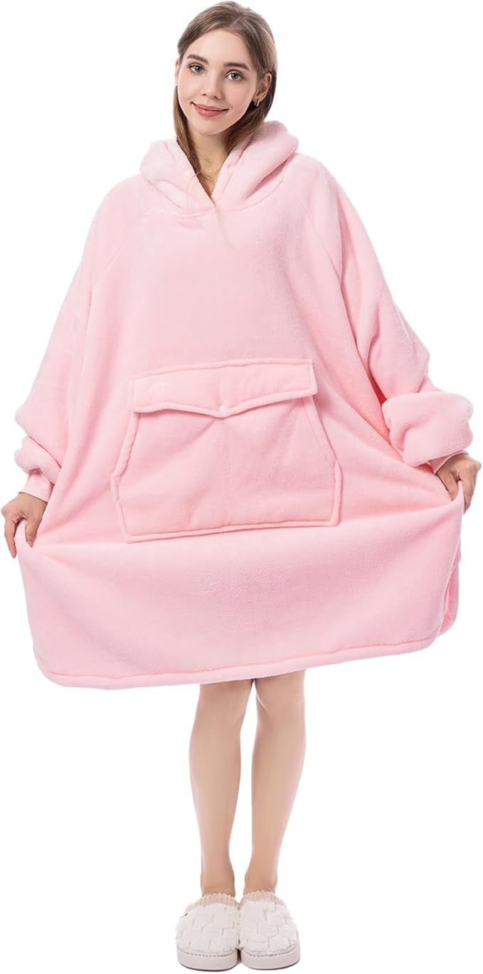 Krifey Wearable Blanket Hoodie, Oversized Sherpa Hooded as Birthday Gifts Christmas Gifts for Mom Women Girlfriend Men, Cozy Sweatshirt with Giant Pocket