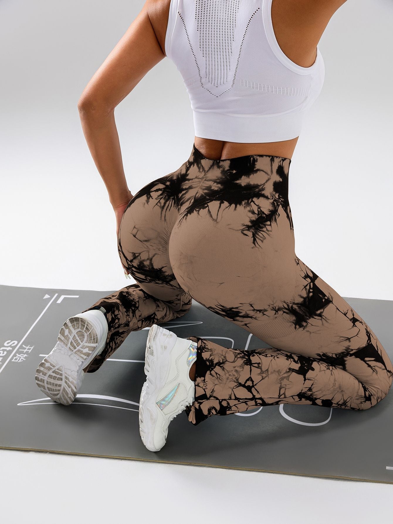 High-Waist Tummy Control Flare Yoga Pants For Women, Tie-Dye Stretch Slimming Bootcut Workout Pants, Fitness & Sports Activewear