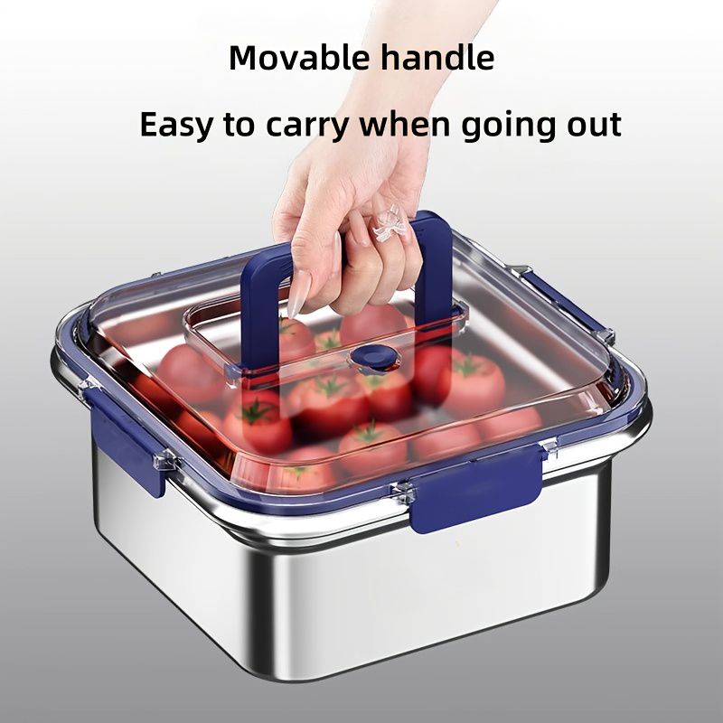 Yakimoto 2/4/6/8/10 PCS Extra-Large Stainless Steel Food Storage Containers With Blue Lids - Deep Design, Airtight Seal, Perfect For Refrigerator Organization, Meal Prep, Lunch Boxes & Kitchen Pantry