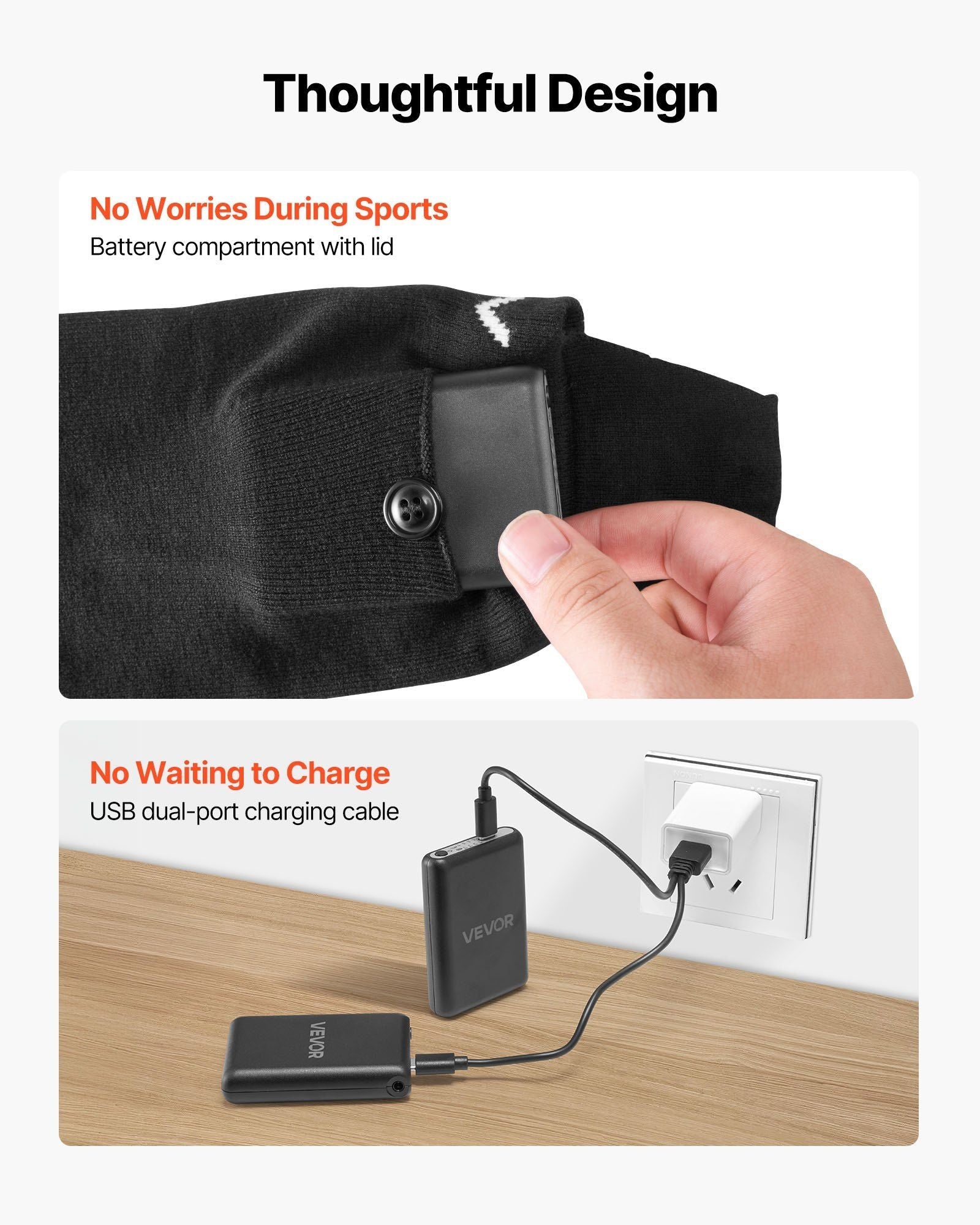 Heated Socks, 5000mAh Battery Powered, Rechargeable Heating Socks with 4 Heating Levels, Electric Heated Sock for Men Women, Foot Warmer for Hunting Riding Camping Hiking Skiing, Outdoor Work