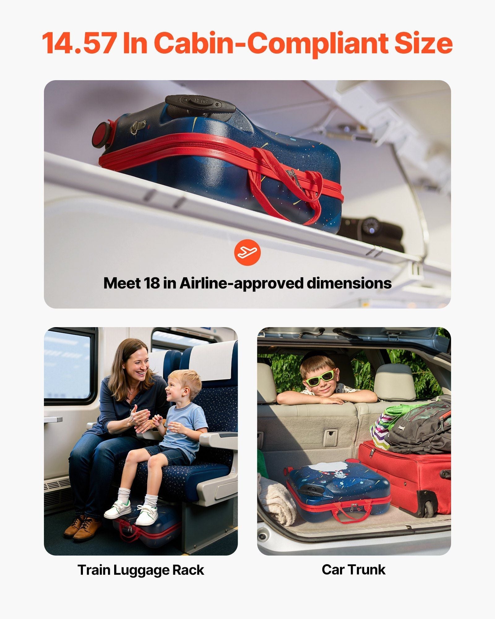 Ride-on Luggage 18-inch Lightweight Kids Scooter Suitcase with Wheels