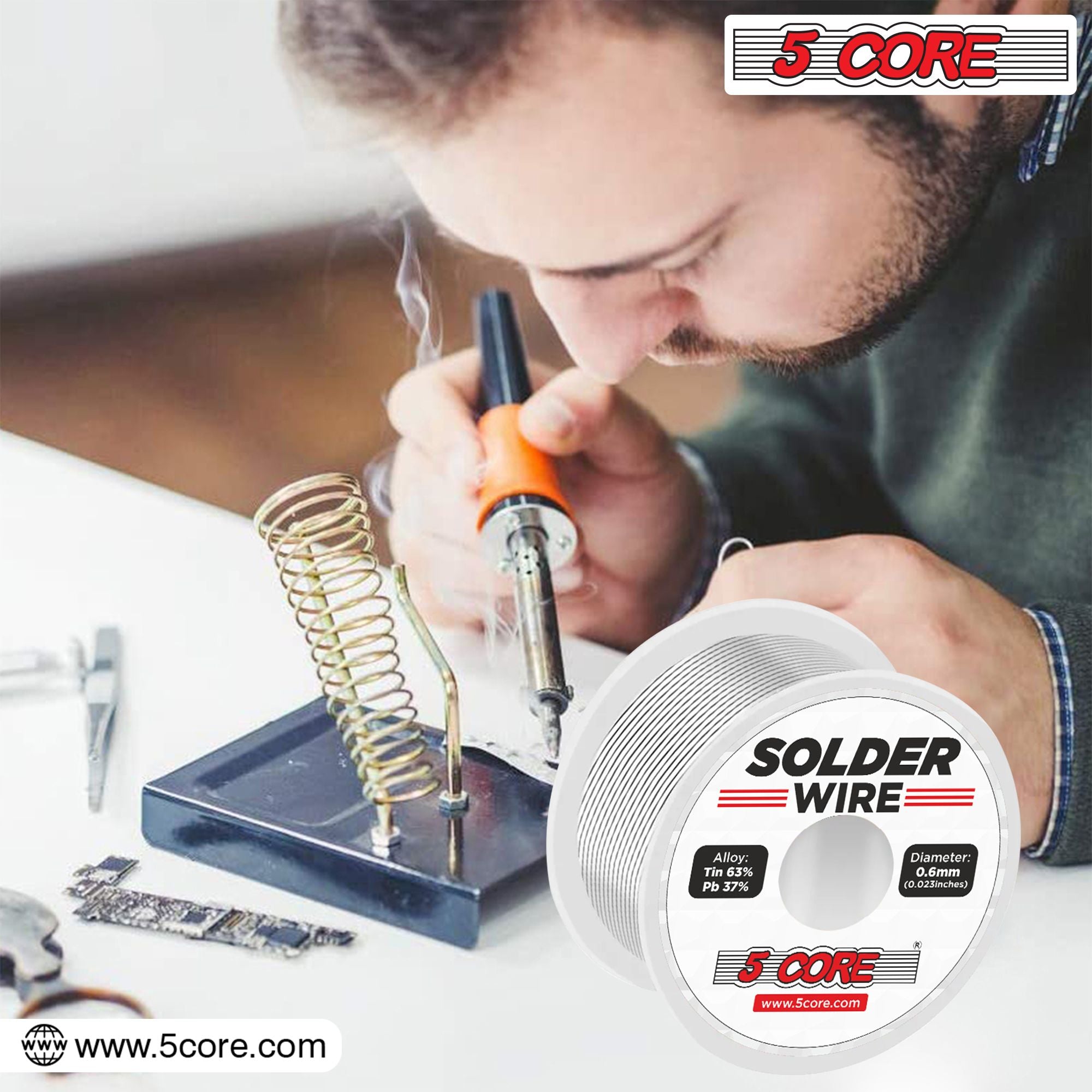 63/37 Rosin Core Solder Wire - 50g Tin/Lead Alloy for Precision Soldering