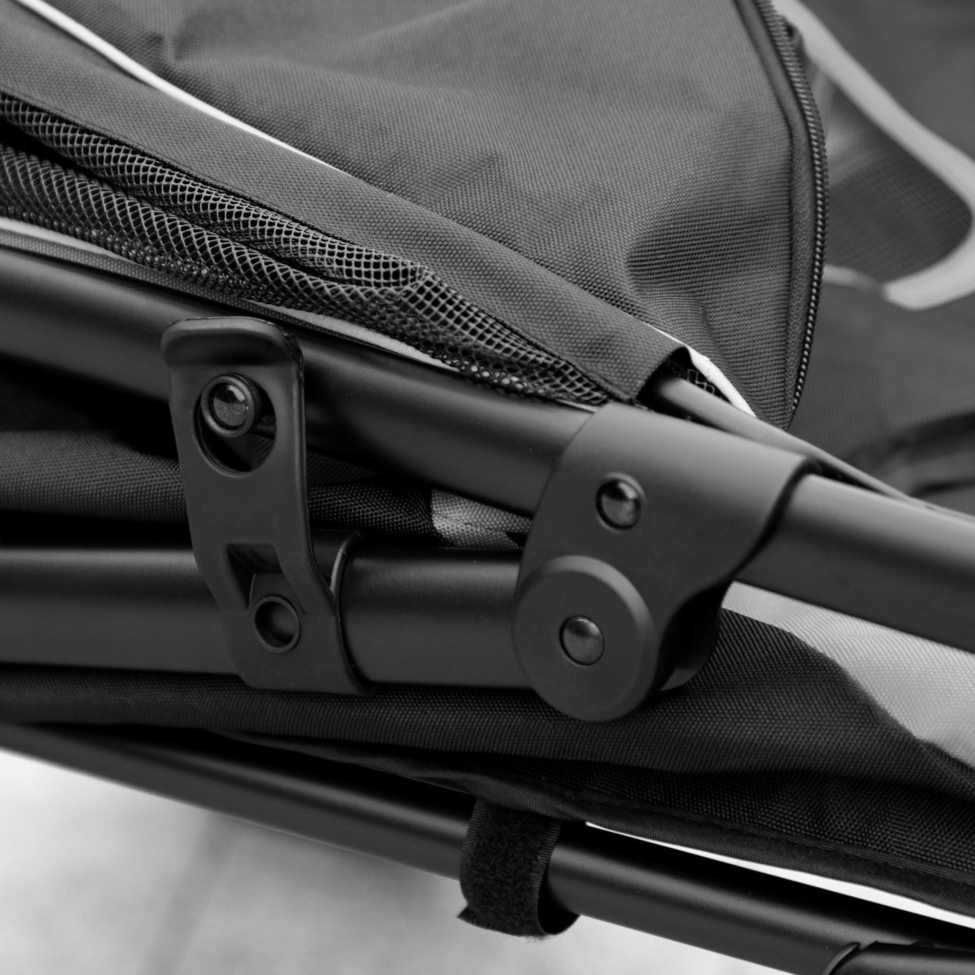 Pet Stroller Dog Cat Carriage One Click Fold with Universal Front Wheels Shock Absorber Brakes Storage Bags Mesh Window