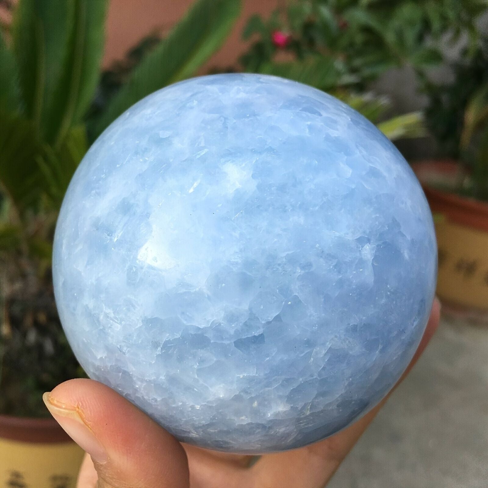 Large Natural Blue Celestite Crystal Ball - Kyanite Sphere for Chakra Balancing, Bohemian Home Decor & Spiritual, Unique Birthday Gift Idea