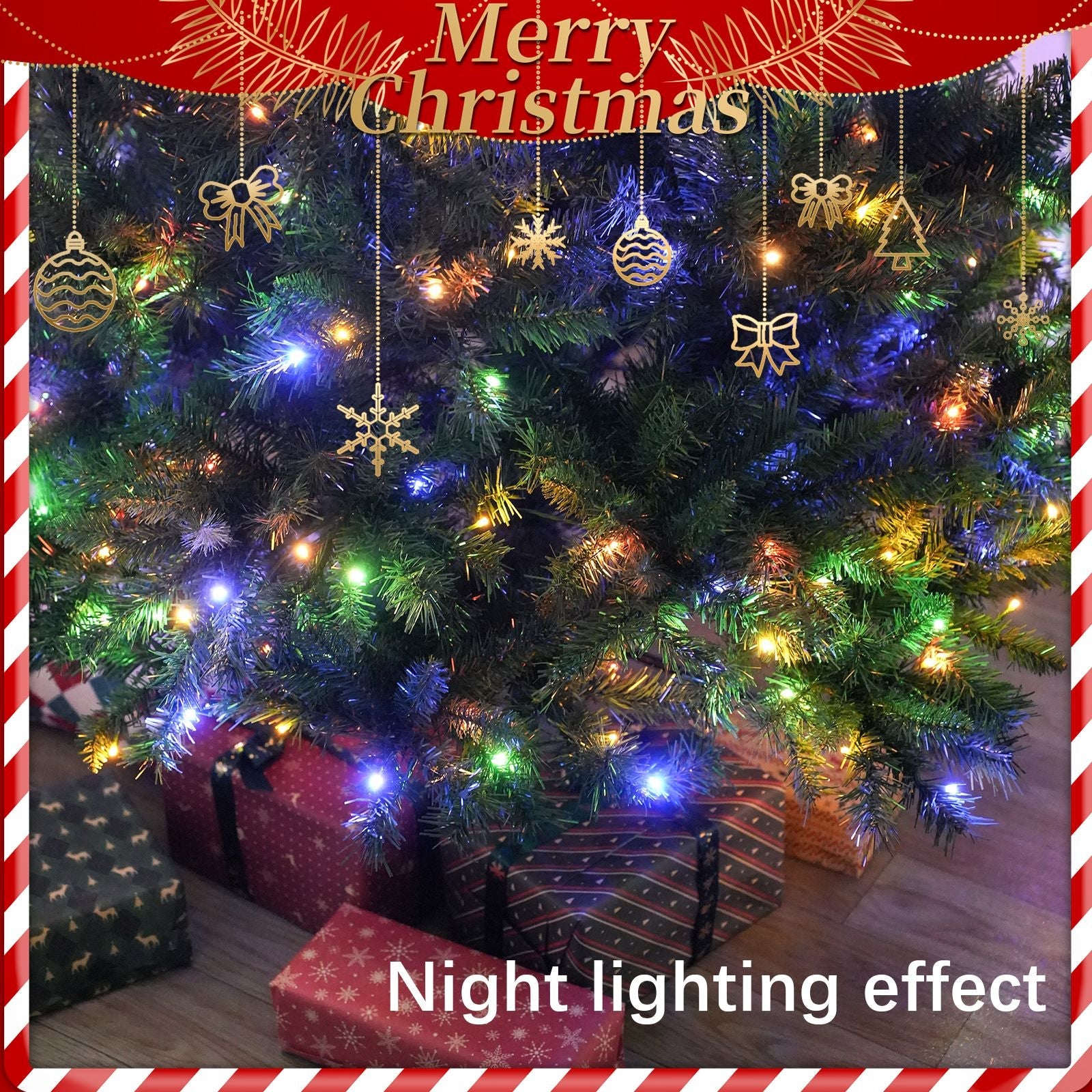 7FT Christmas Tree with 450 Multicolor LED Lights and 11-Function Control, PVC