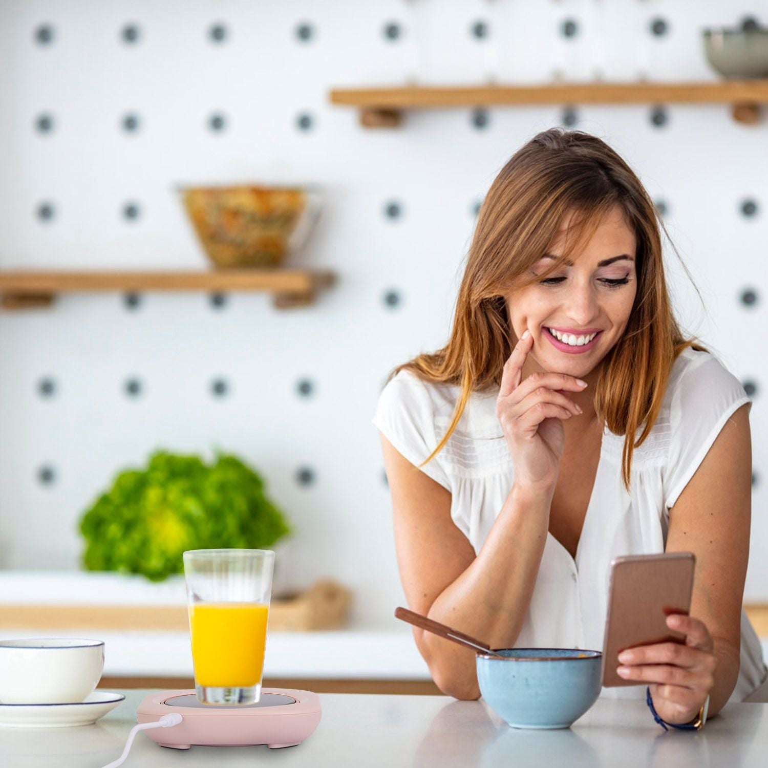 Smart Electric Coffee Mug Warmer with Auto Shut Off - USB Connection, 3 Temperature Settings for Coffee, Tea, & Milk