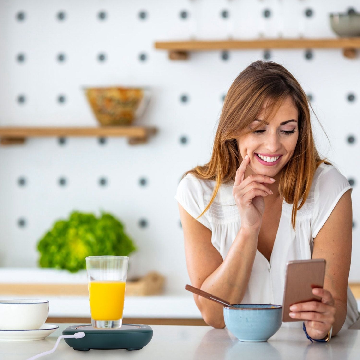 Smart Electric Coffee Mug Warmer with Auto Shut Off - USB Connection, 3 Temperature Settings for Coffee, Tea, & Milk