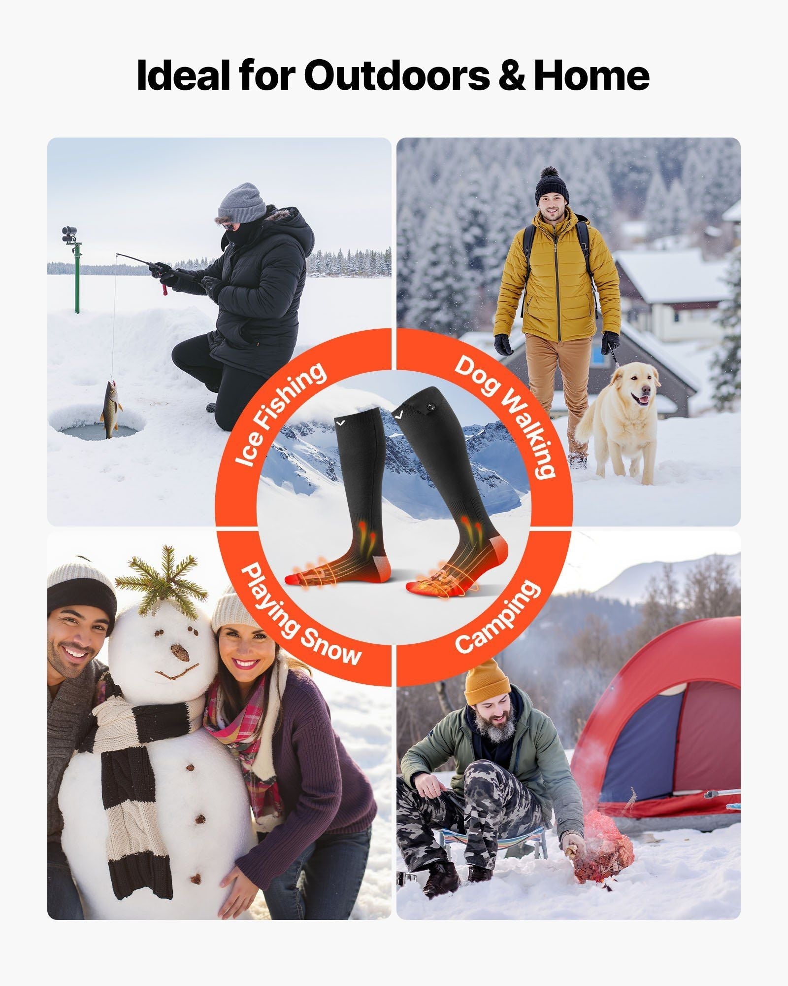 Heated Socks, 5000mAh Battery Powered, Rechargeable Heating Socks with 4 Heating Levels, Electric Heated Sock for Men Women, Foot Warmer for Hunting Riding Camping Hiking Skiing, Outdoor Work