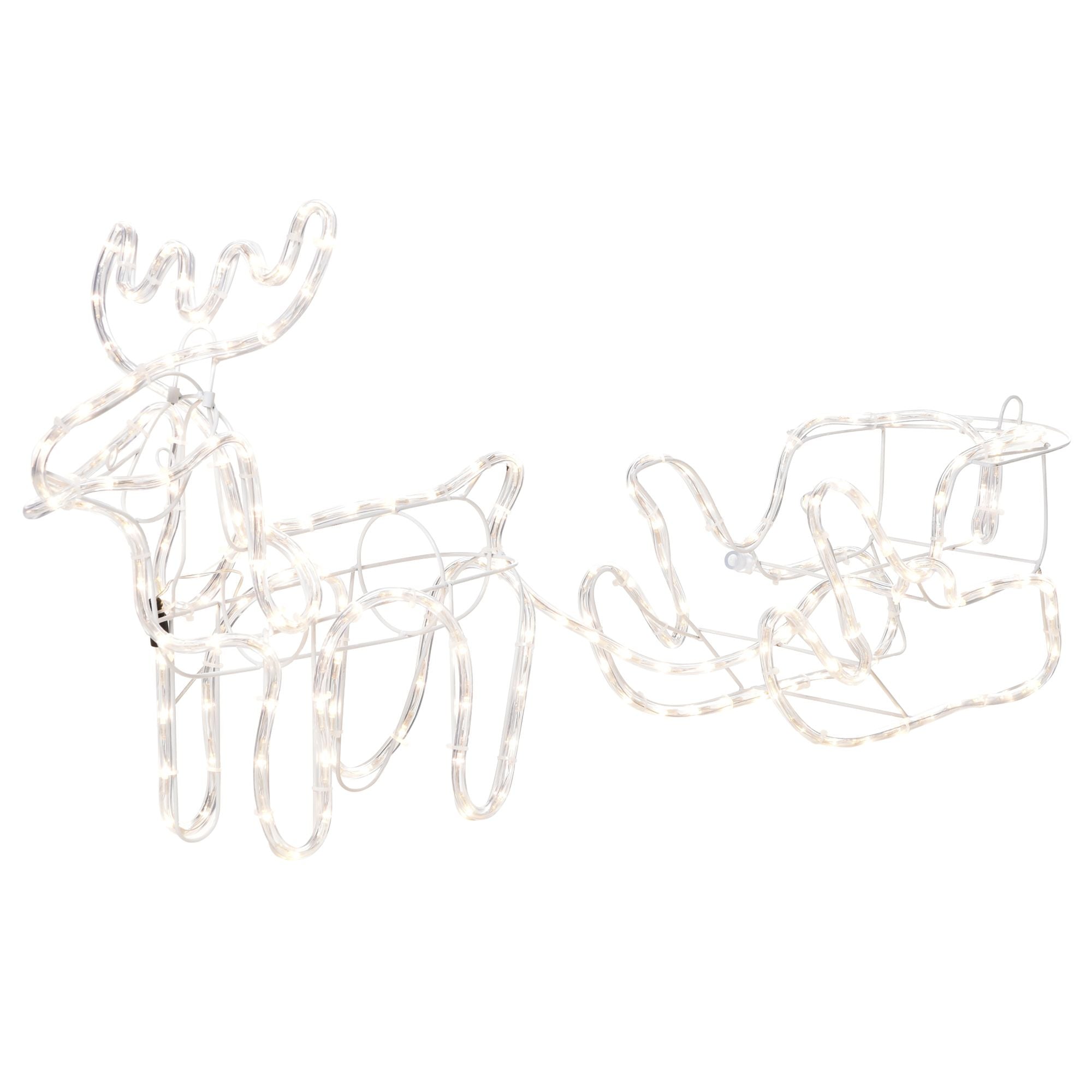 Outsunny LED Christmas Reindeer and Sleigh Decoration 35 Warm White Lights Steel Frame for Yard Indoor Outdoor