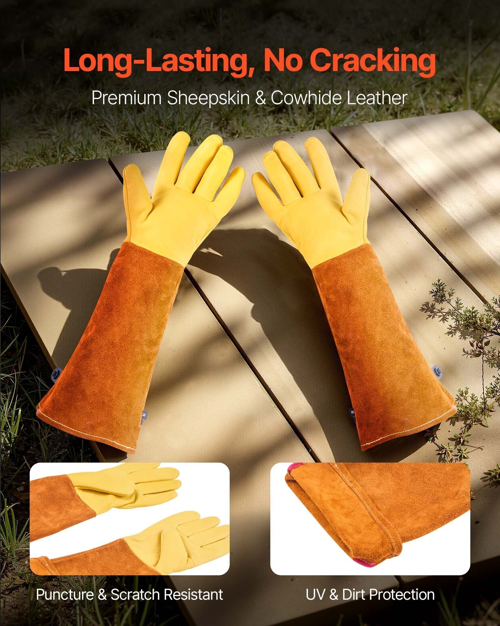 Gardening Gloves Thorn Proof Long Leather Rose Pruning Gloves for Men & Women