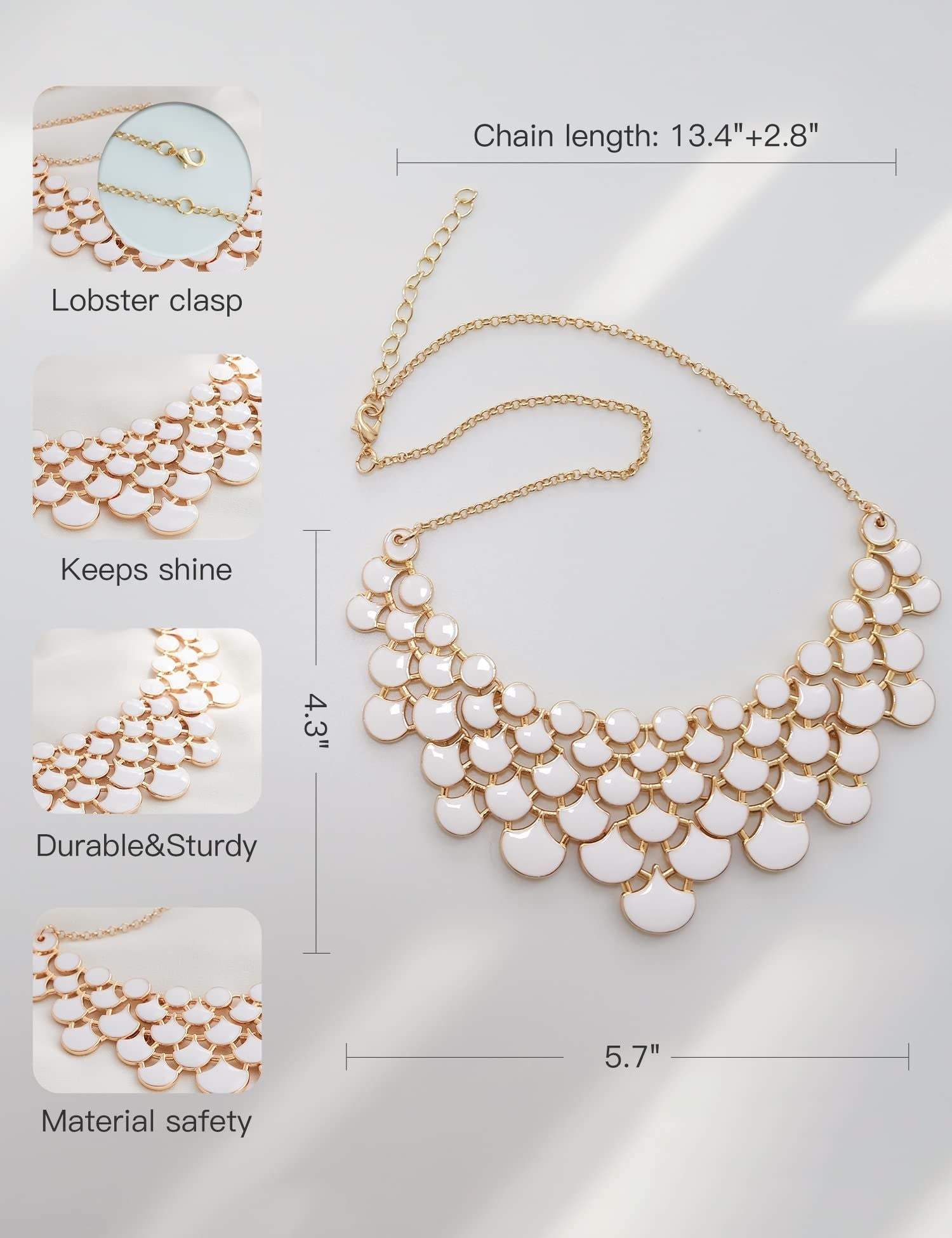 Jane Stone Fashion Statement Collar Necklace Vintage Openwork Bib Costume Jewelry