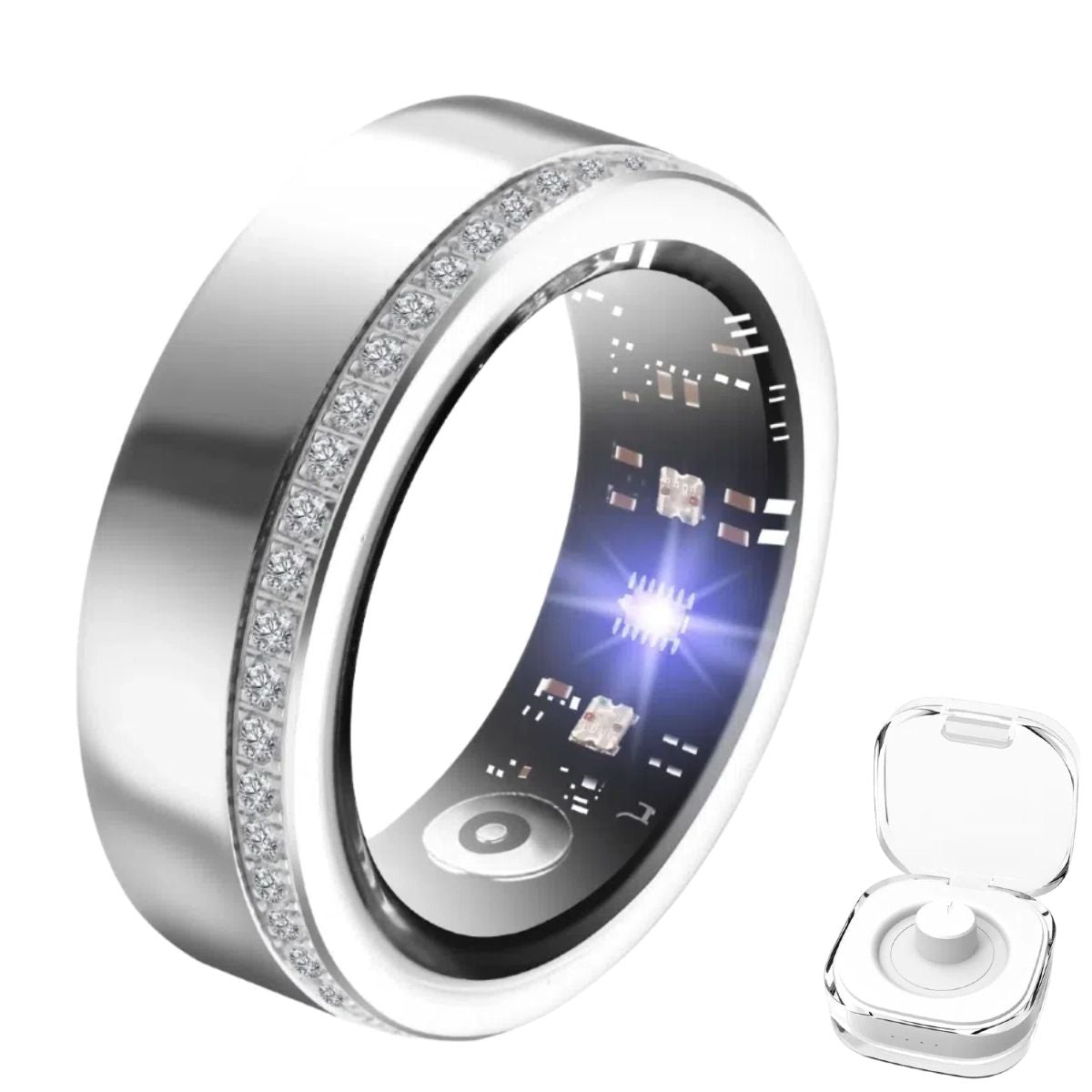 2025 New Smart Ring Elegant Smart Jewelry for Women, Luxury Diamond Fitness Ring with Visible Circuitry Design, All-Day Health Monitoring, IP68 Waterproof, iOS Android Compatible