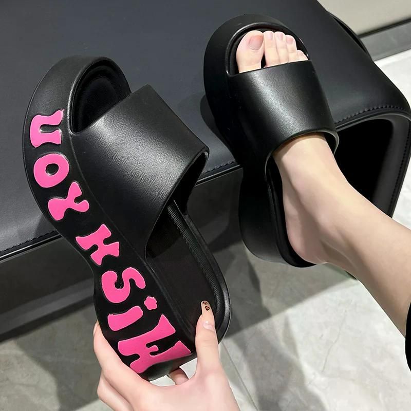 Thick Bottom Cloud Slippers Women Summer Fashion Print Wedge Platform Slides Woman Sandals 2025 Non-Slip Soft Sole Beach Shoes