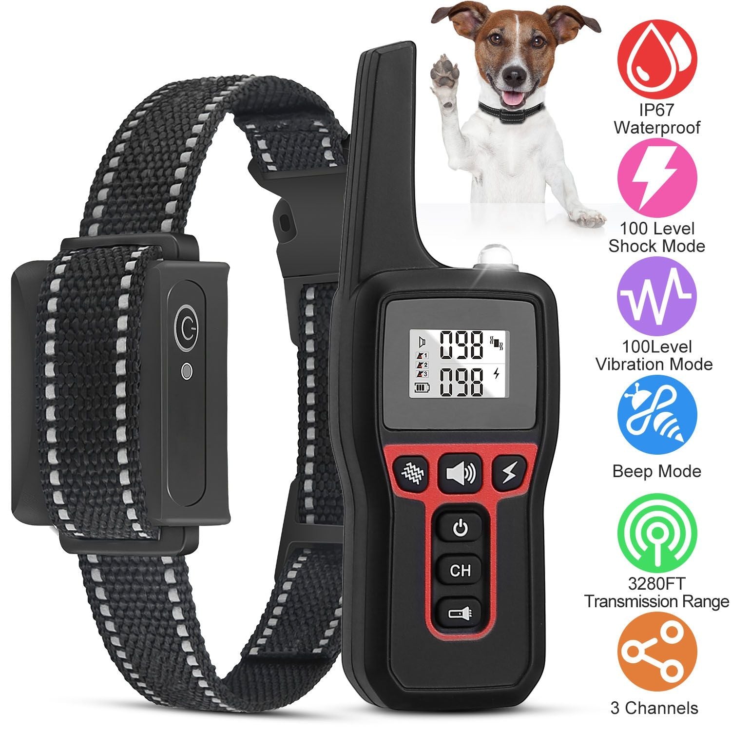 Long-Range Dog Training Collar - 3280FT Waterproof with Vibration, Beep & Shock Features