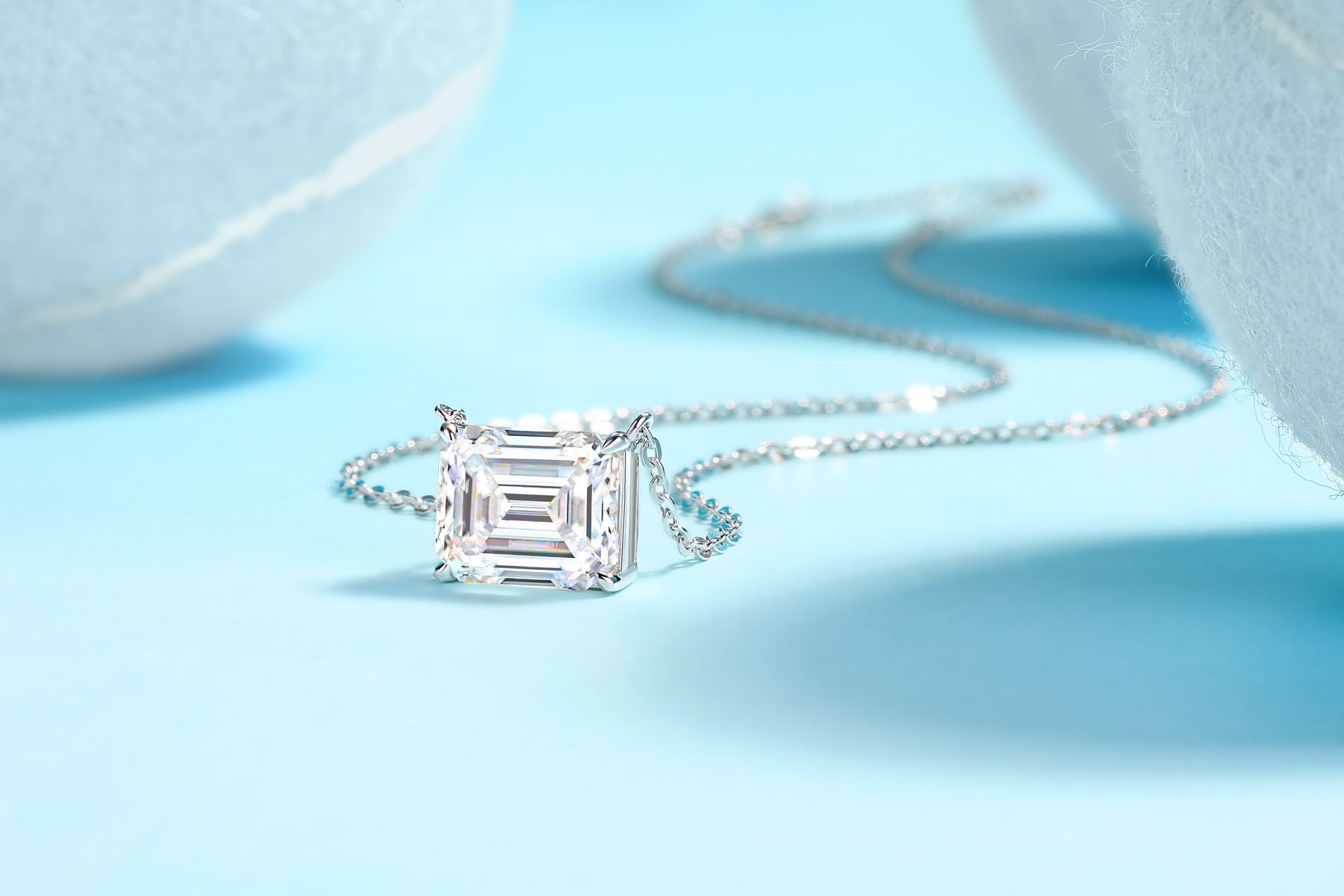 Mirage in the Mirror - A fashionable and trendy jewelry necklace pendant set with octagonal 9*11 Moissanite S925 sterling silver and platinum-plated diamond
