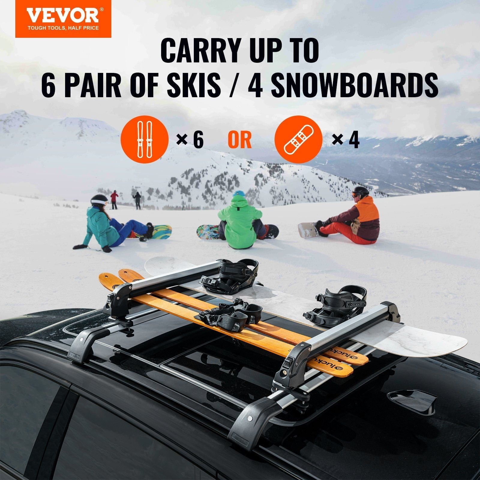 Ski Snowboard Roof Rack 31.7" Universal Ski Rack for Car Roof with Lock